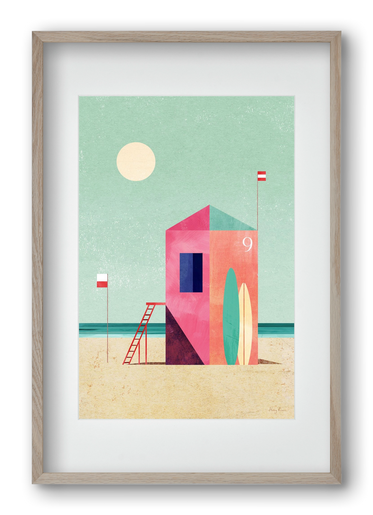 Surf Hut, 40x60 cm (30x45 cm), Tölgy keret, paszpartuval