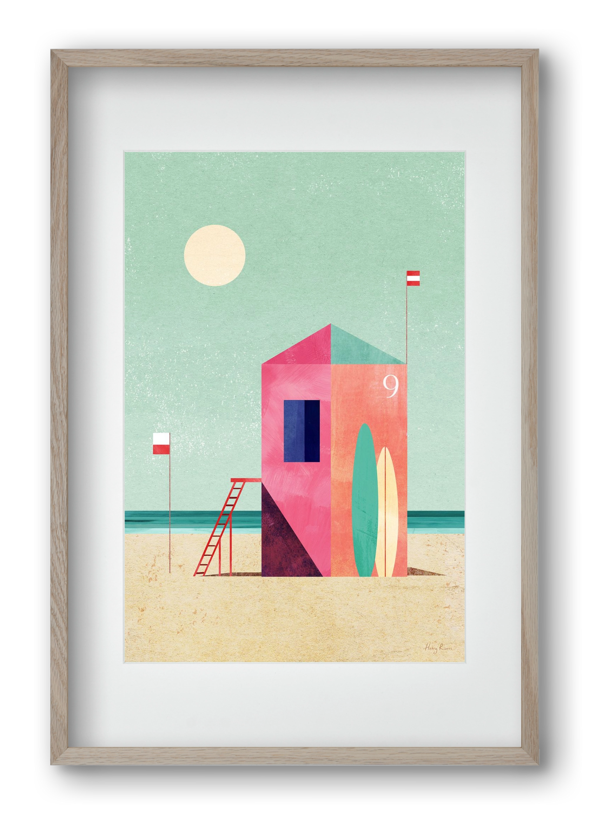 Surf Hut, 40x60 cm (30x45 cm), Tölgy keret, paszpartuval