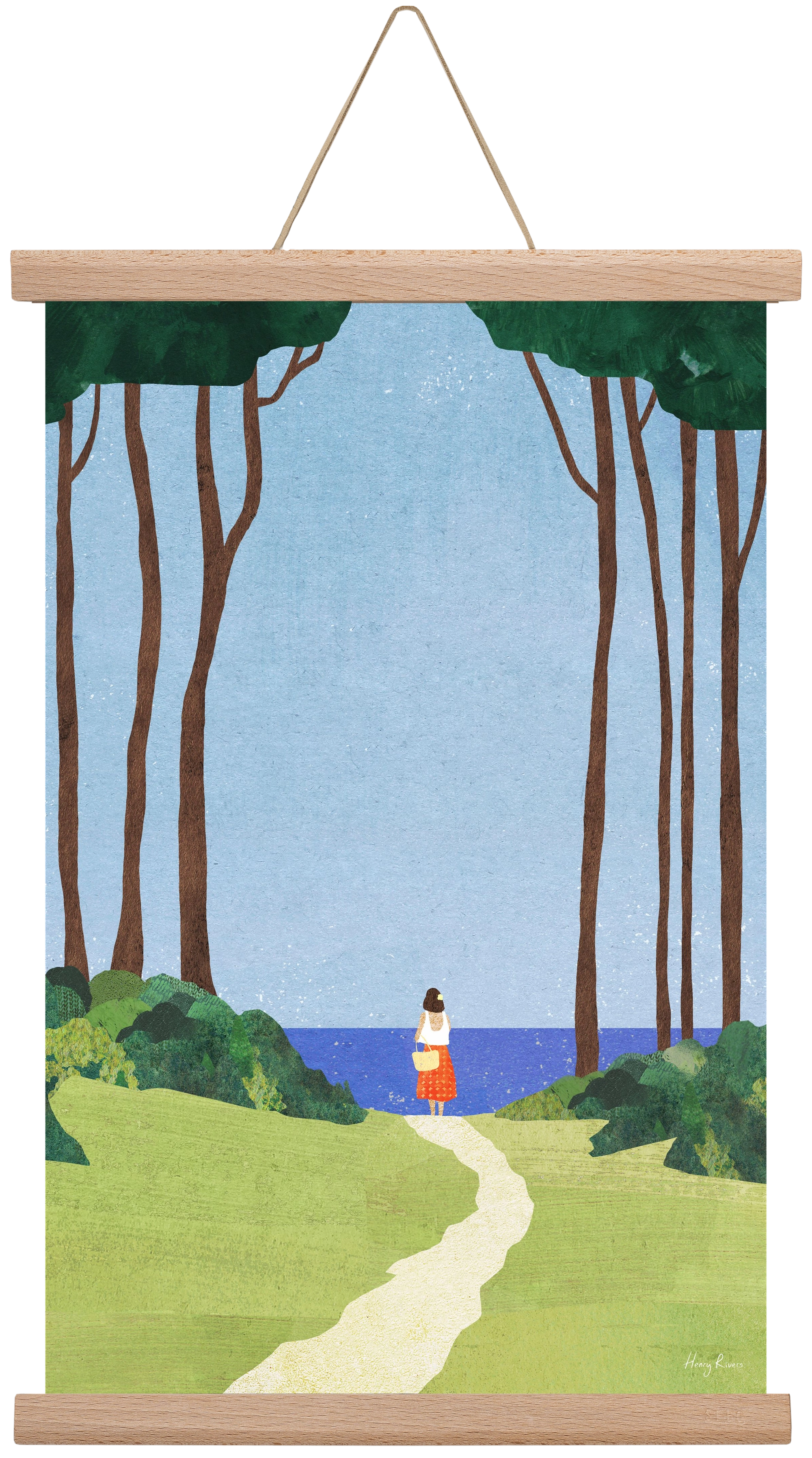 Beach Girl II, 30x45 cm (30x45 cm), Tölgy akasztó