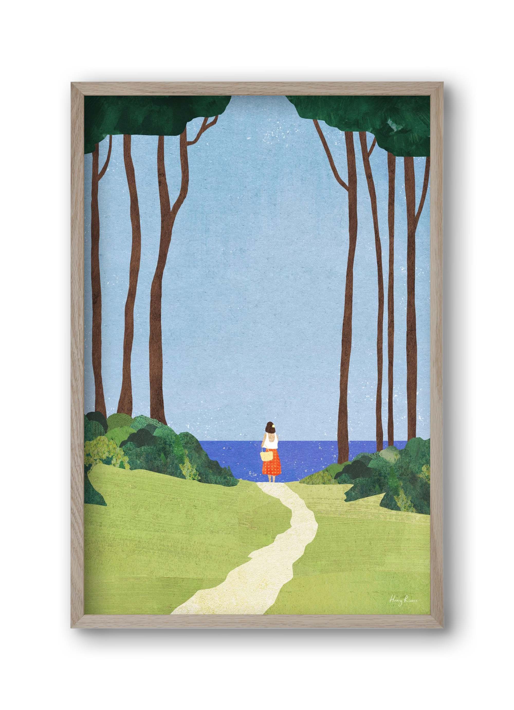 Beach Girl II, 30x45 cm (30x45 cm), Tölgy keret