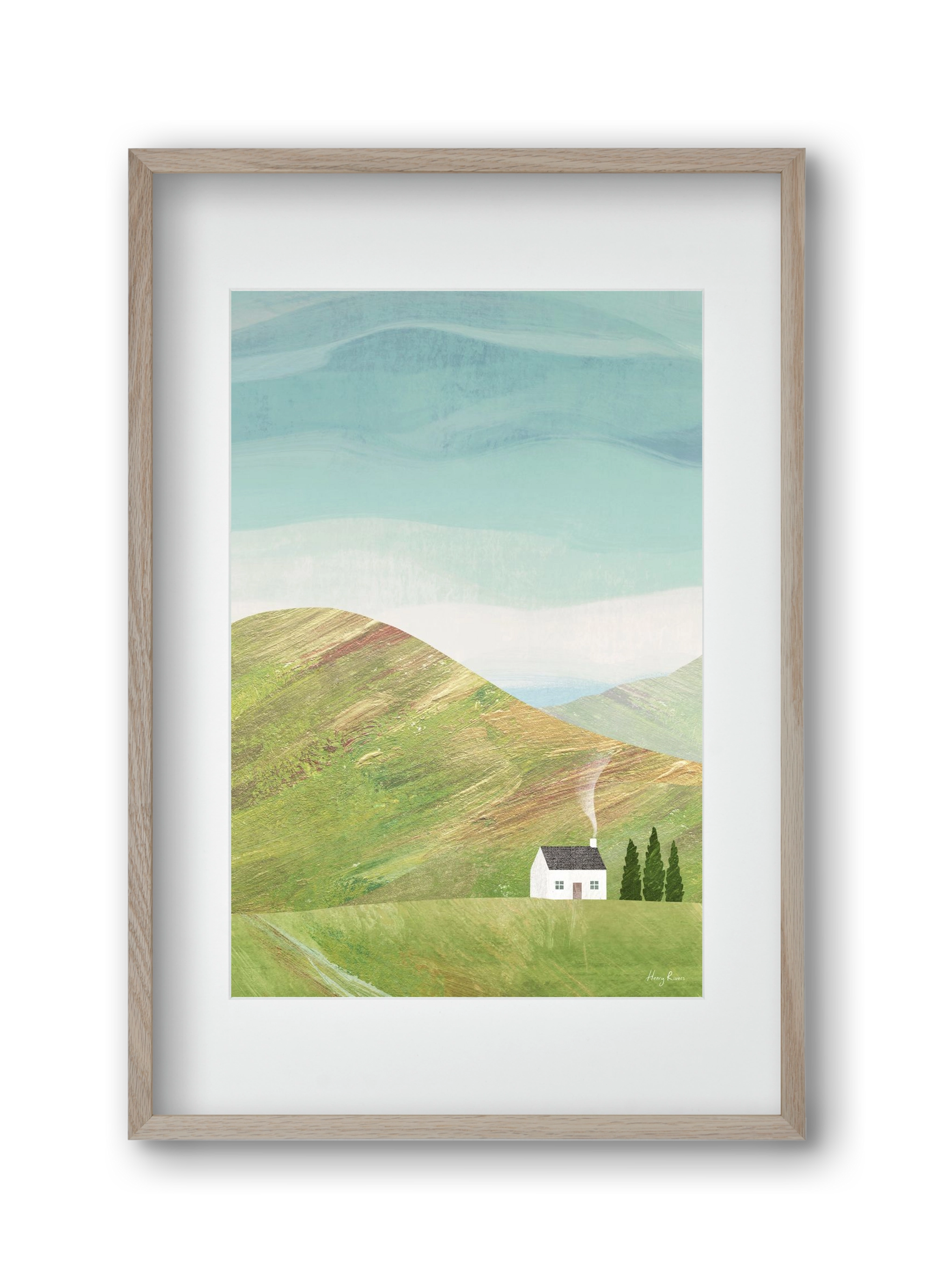 House on the hill, 30x45 cm (20x30 cm), Tölgy keret, paszpartuval