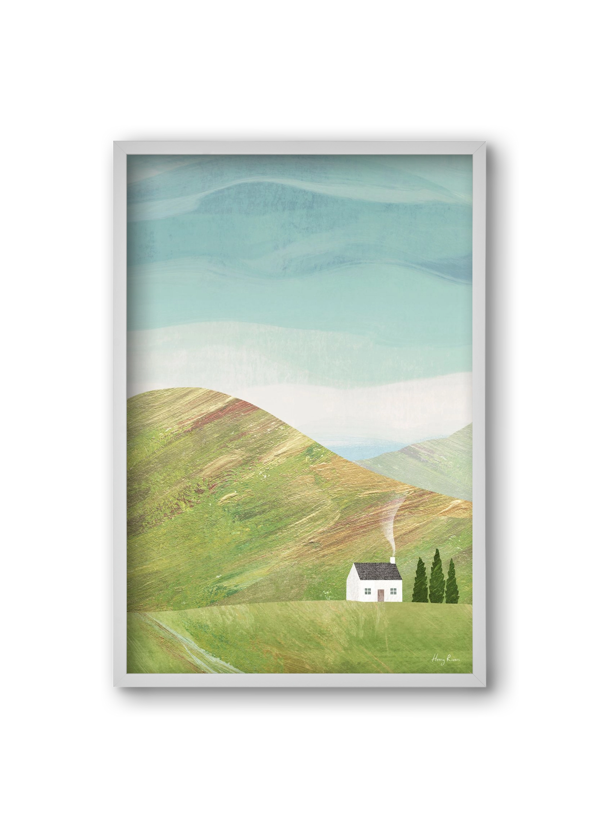 House on the hill, 20x30 cm (20x30 cm), Fehér keret