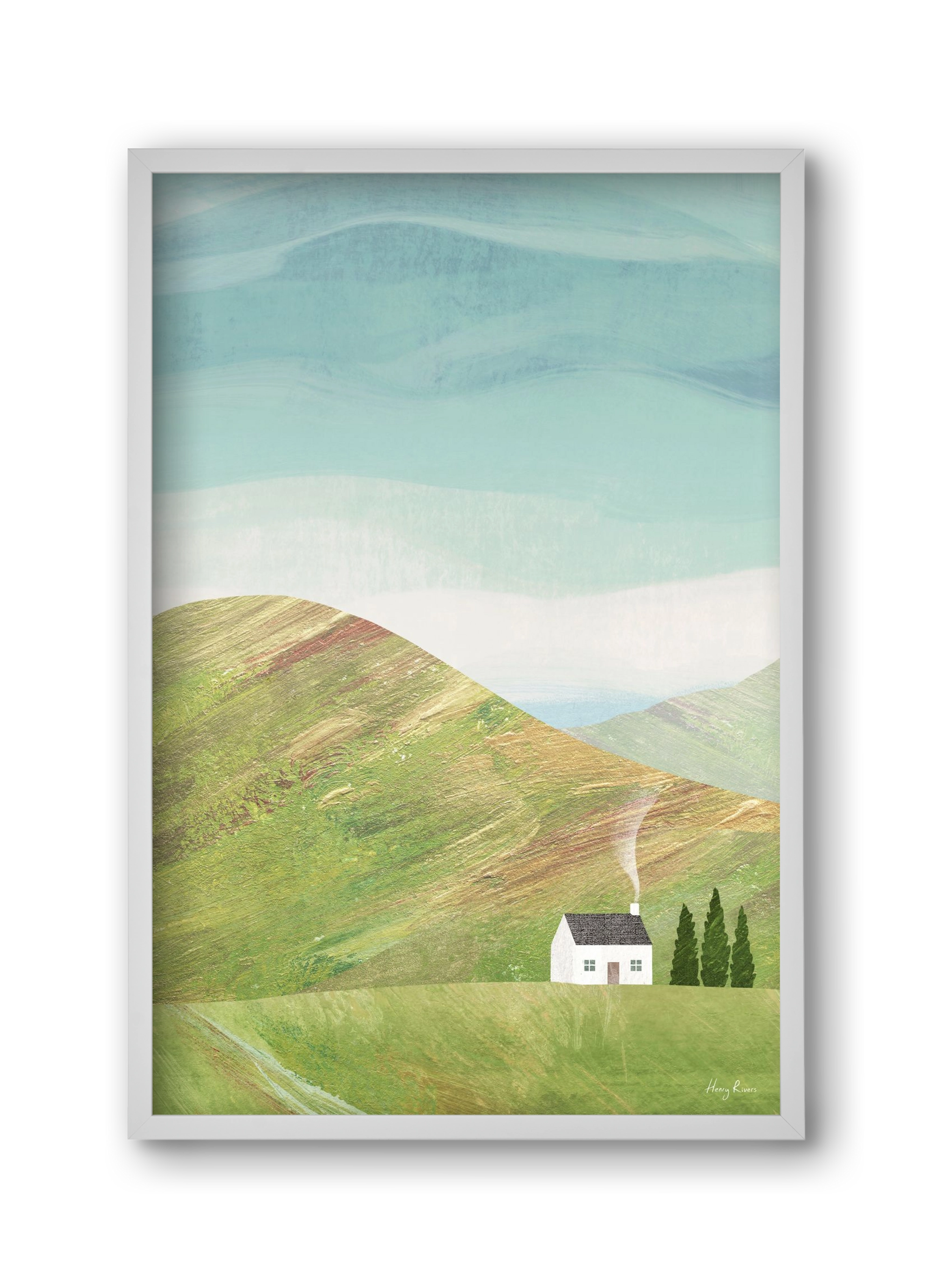 House on the hill, 30x45 cm (30x45 cm), Fehér keret