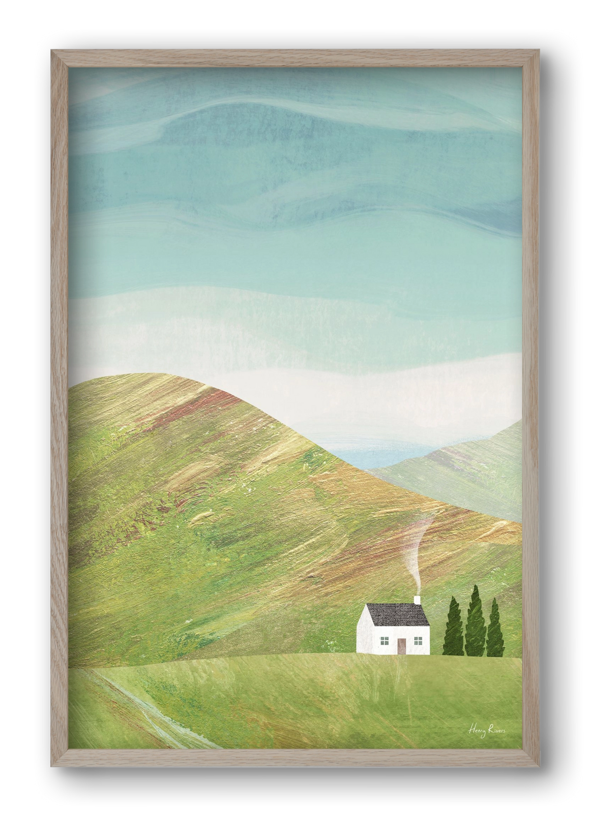 House on the hill, 40x60 cm (40x60 cm), Tölgy keret