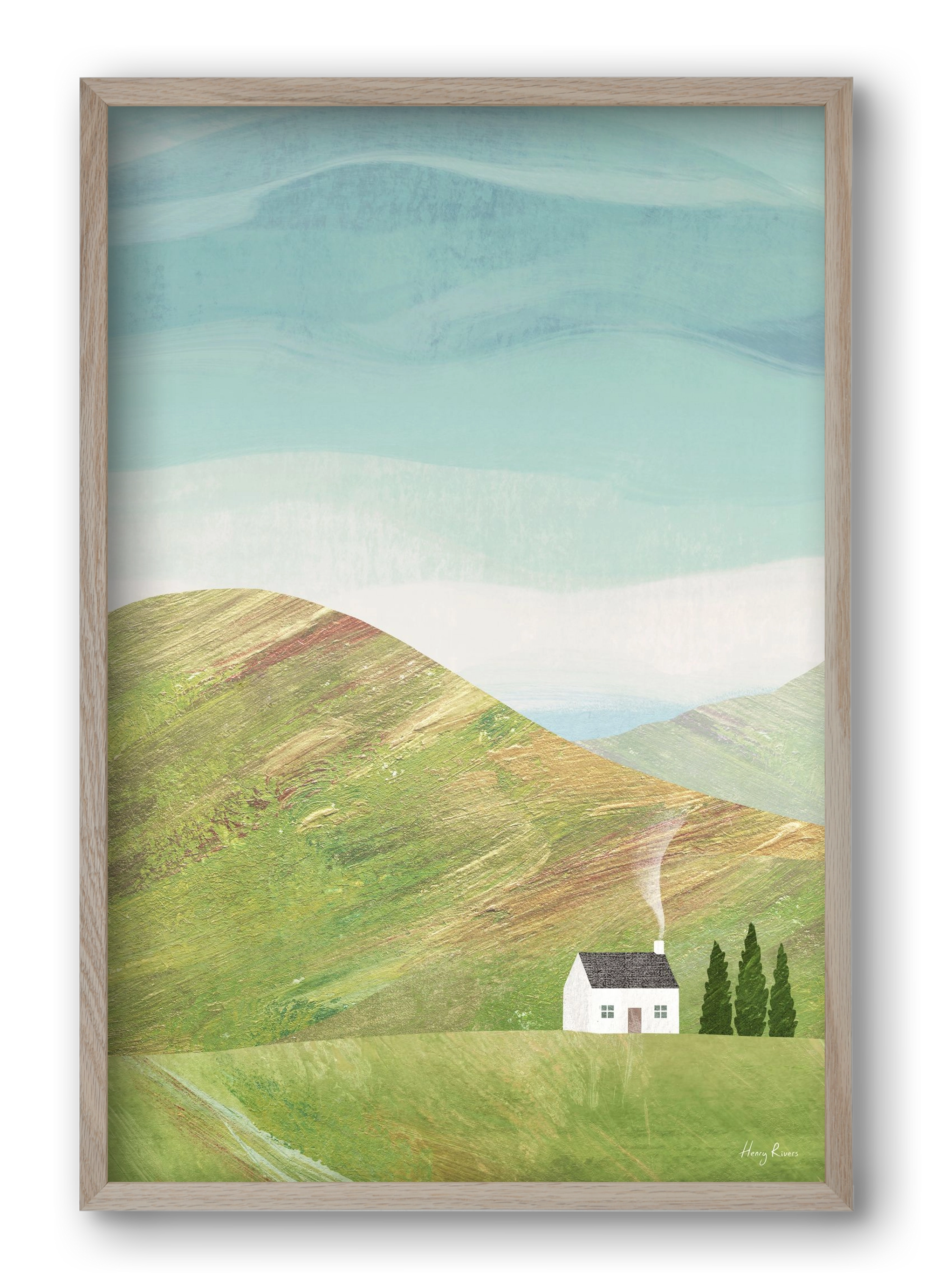 House on the hill, 40x60 cm (40x60 cm), Tölgy keret