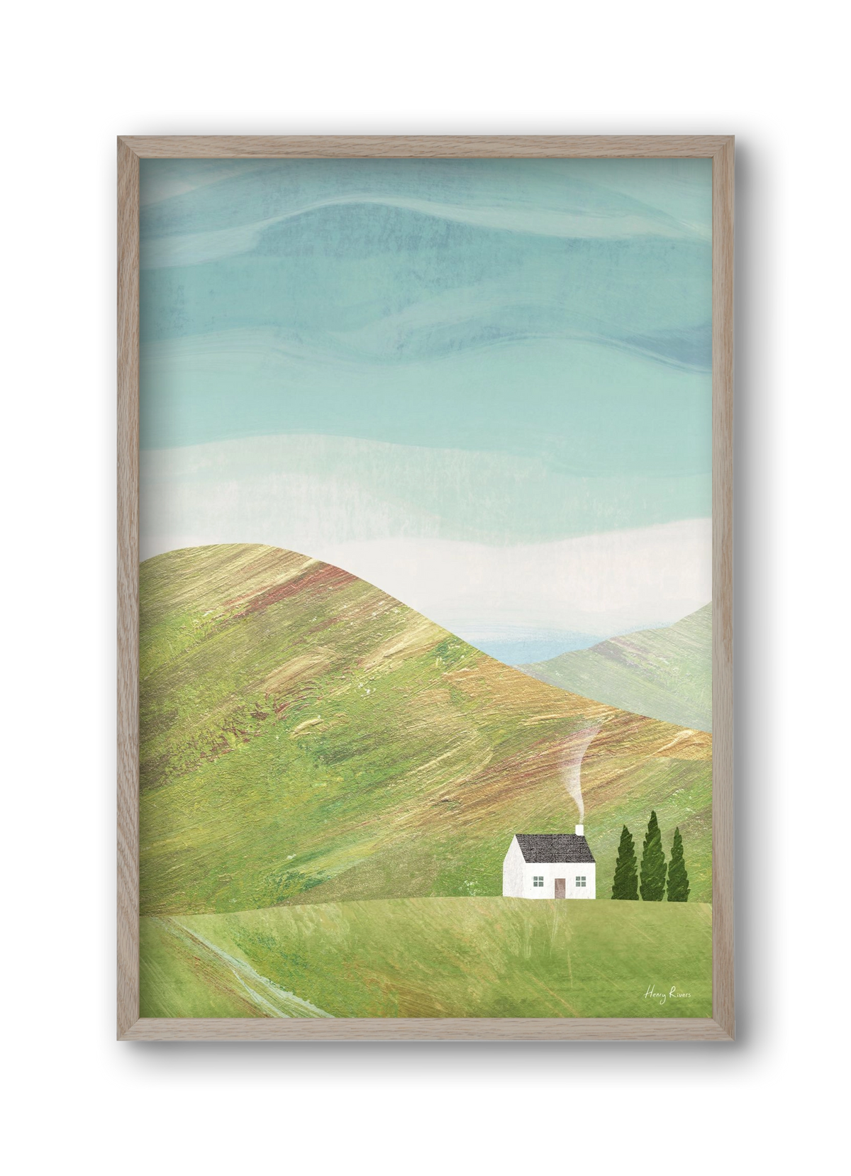 House on the hill, 30x45 cm (30x45 cm), Tölgy keret