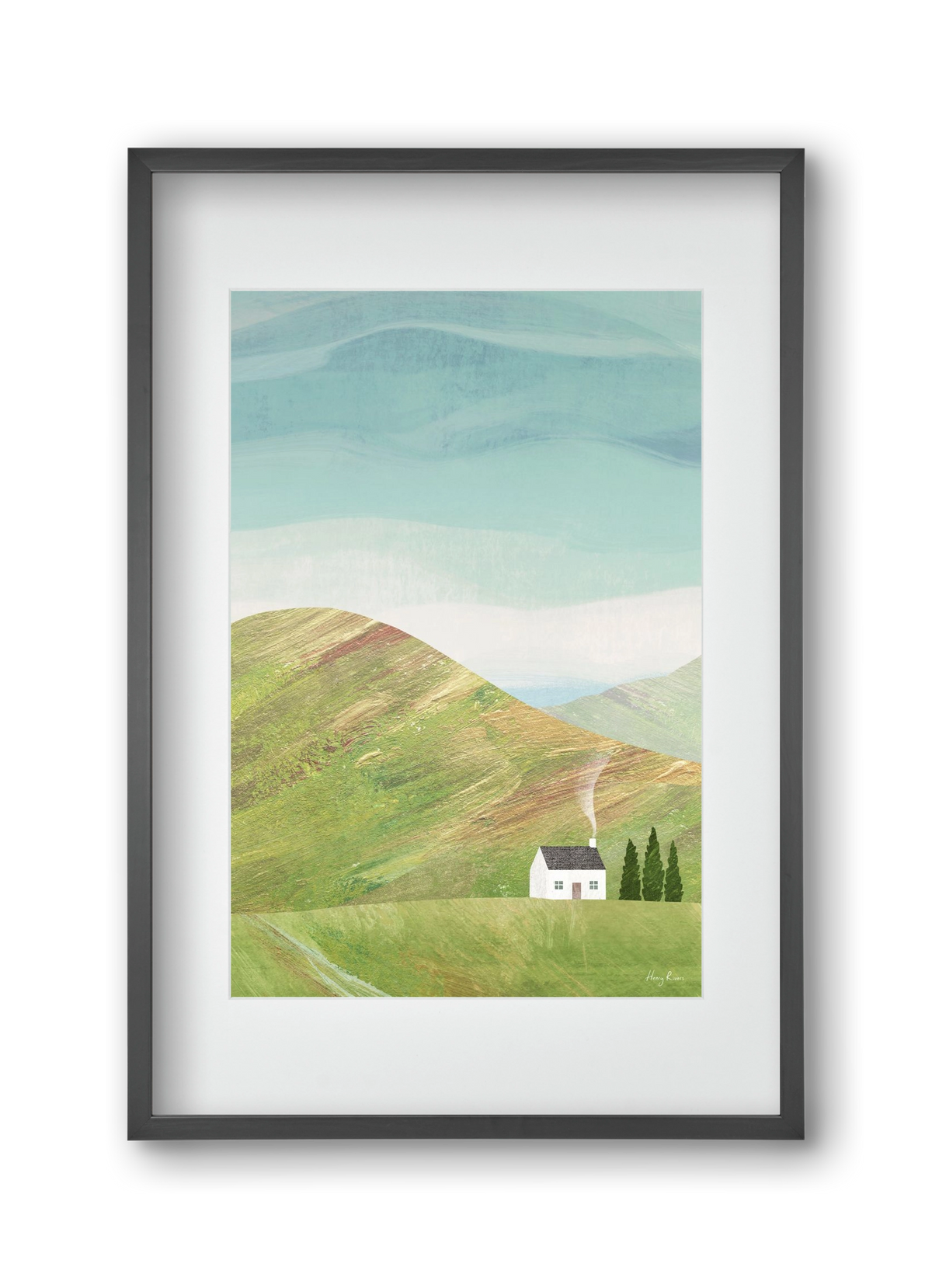 House on the hill, 30x45 cm (20x30 cm), Fekete keret, paszpartuval