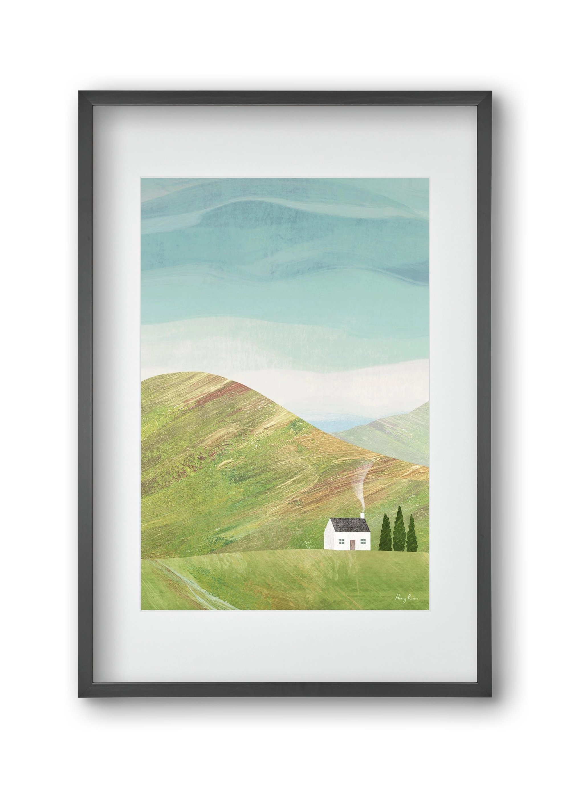 House on the hill, 30x45 cm (20x30 cm), Fekete keret, paszpartuval