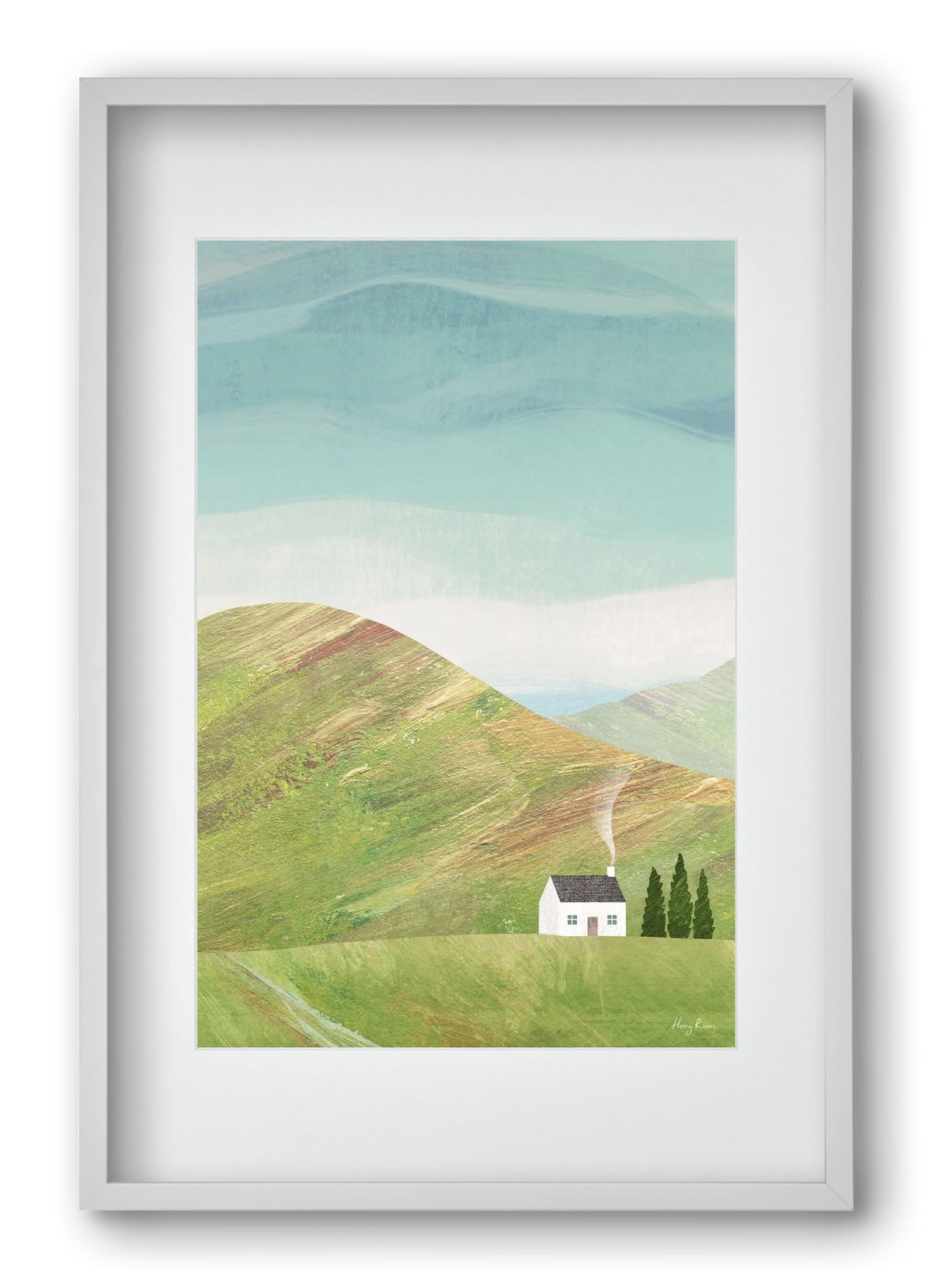 House on the hill, 40x60 cm (30x45 cm), Fehér keret, paszpartuval