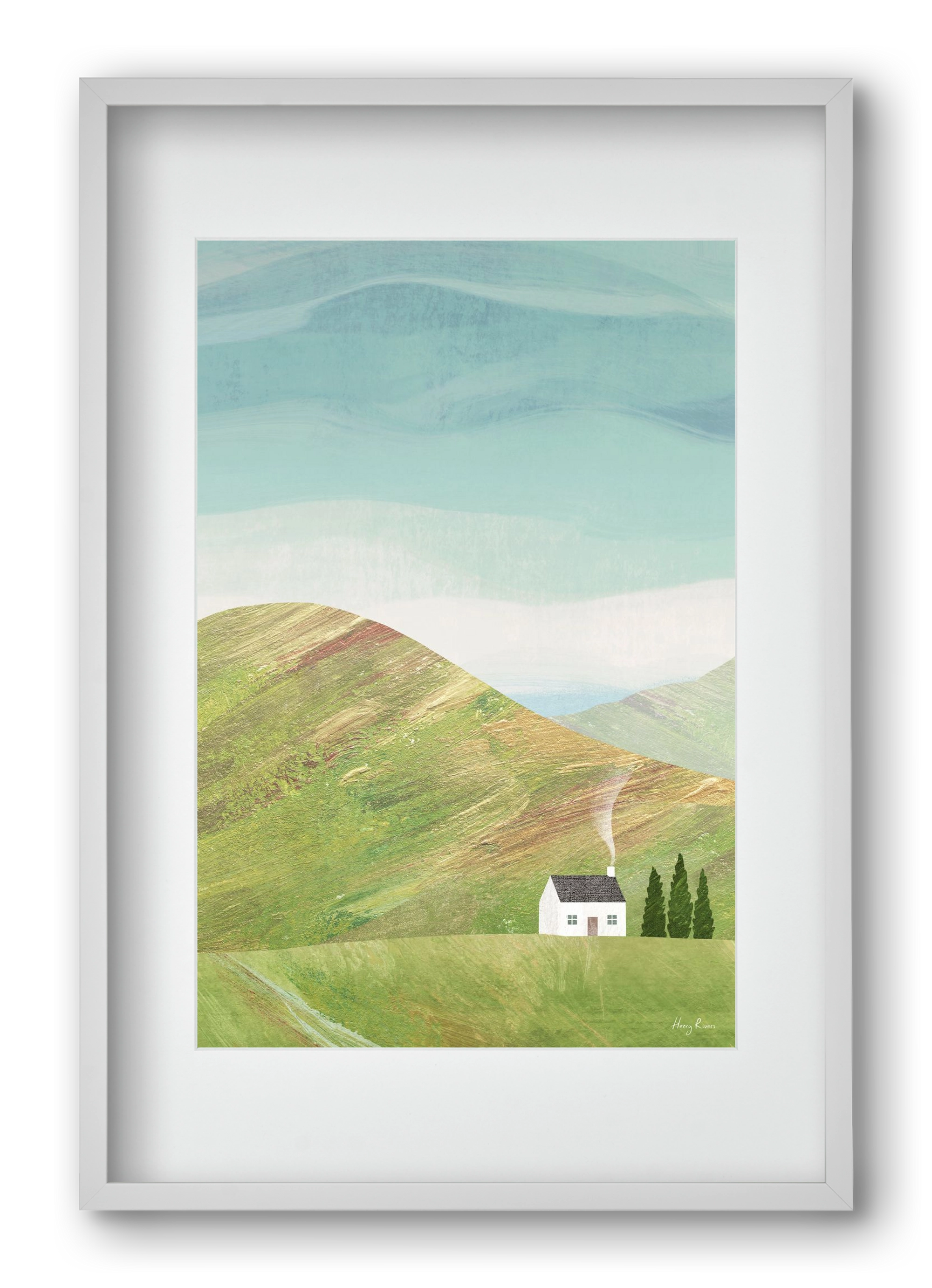 House on the hill, 40x60 cm (30x45 cm), Fehér keret, paszpartuval