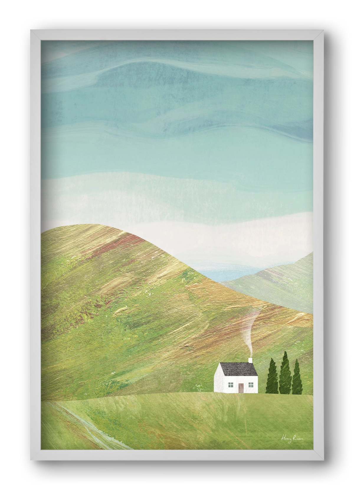 House on the hill, 40x60 cm (40x60 cm), Fehér keret