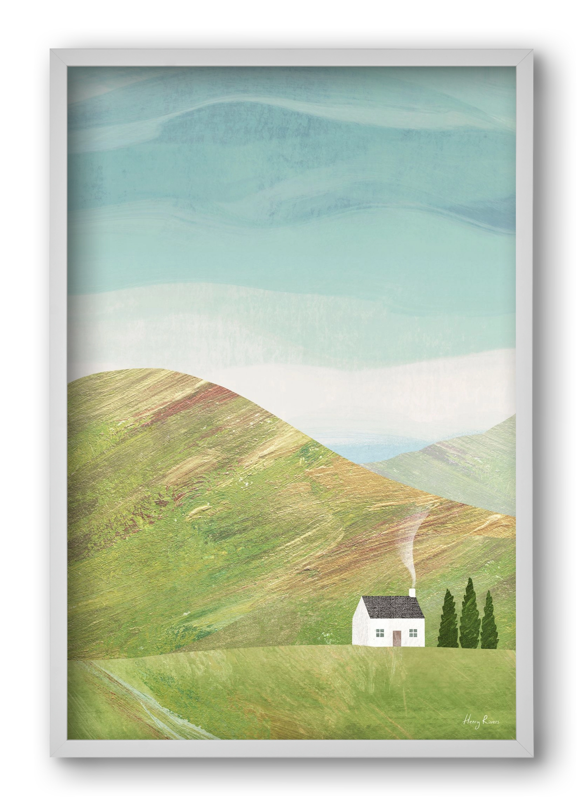 House on the hill, 40x60 cm (40x60 cm), Fehér keret