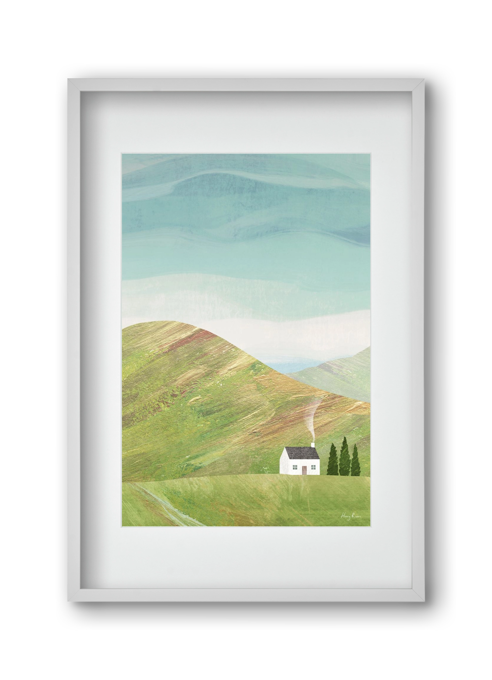 House on the hill, 30x45 cm (20x30 cm), Fehér keret, paszpartuval