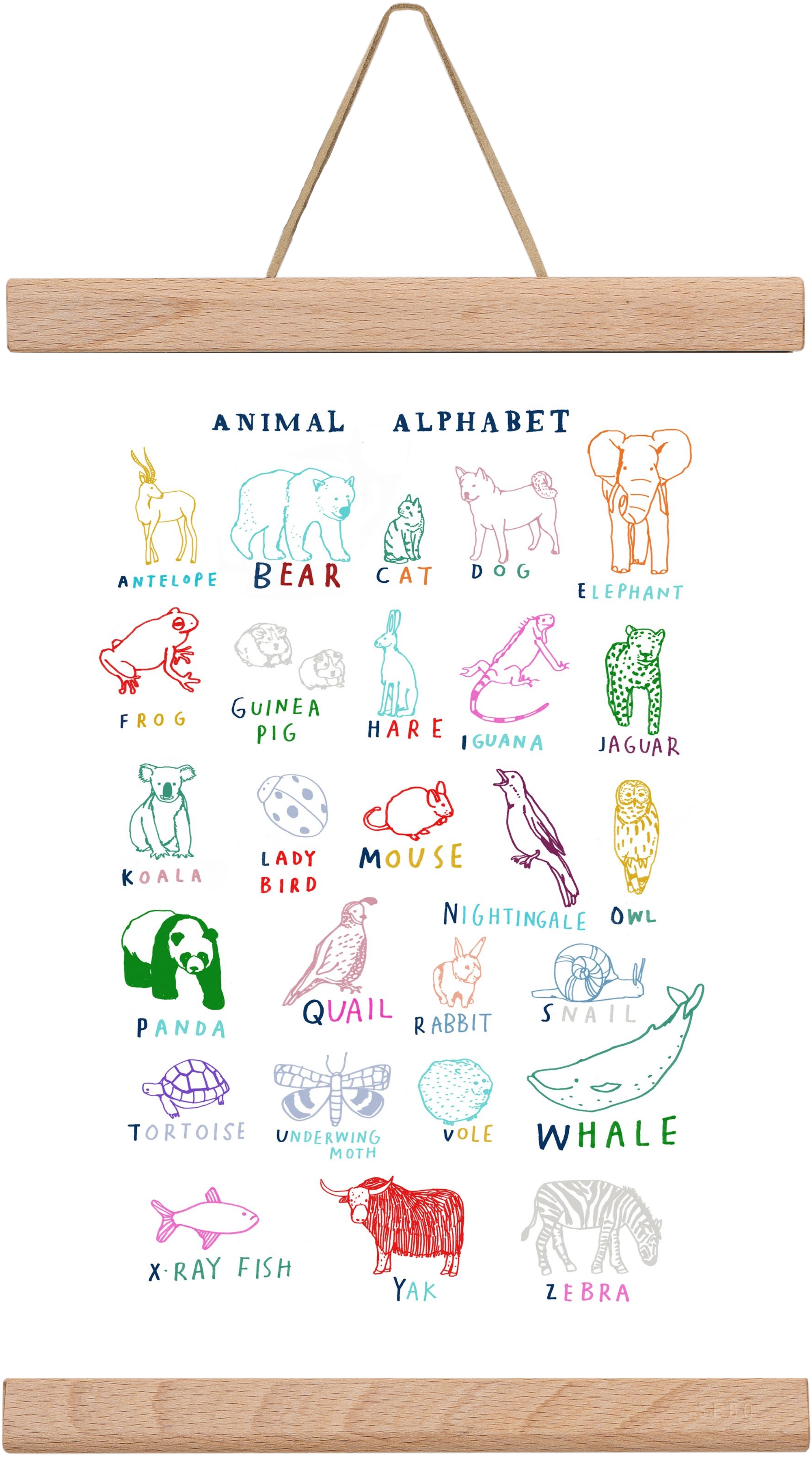 Animal Alphabeth, 20x30 cm (20x30 cm), Tölgy akasztó