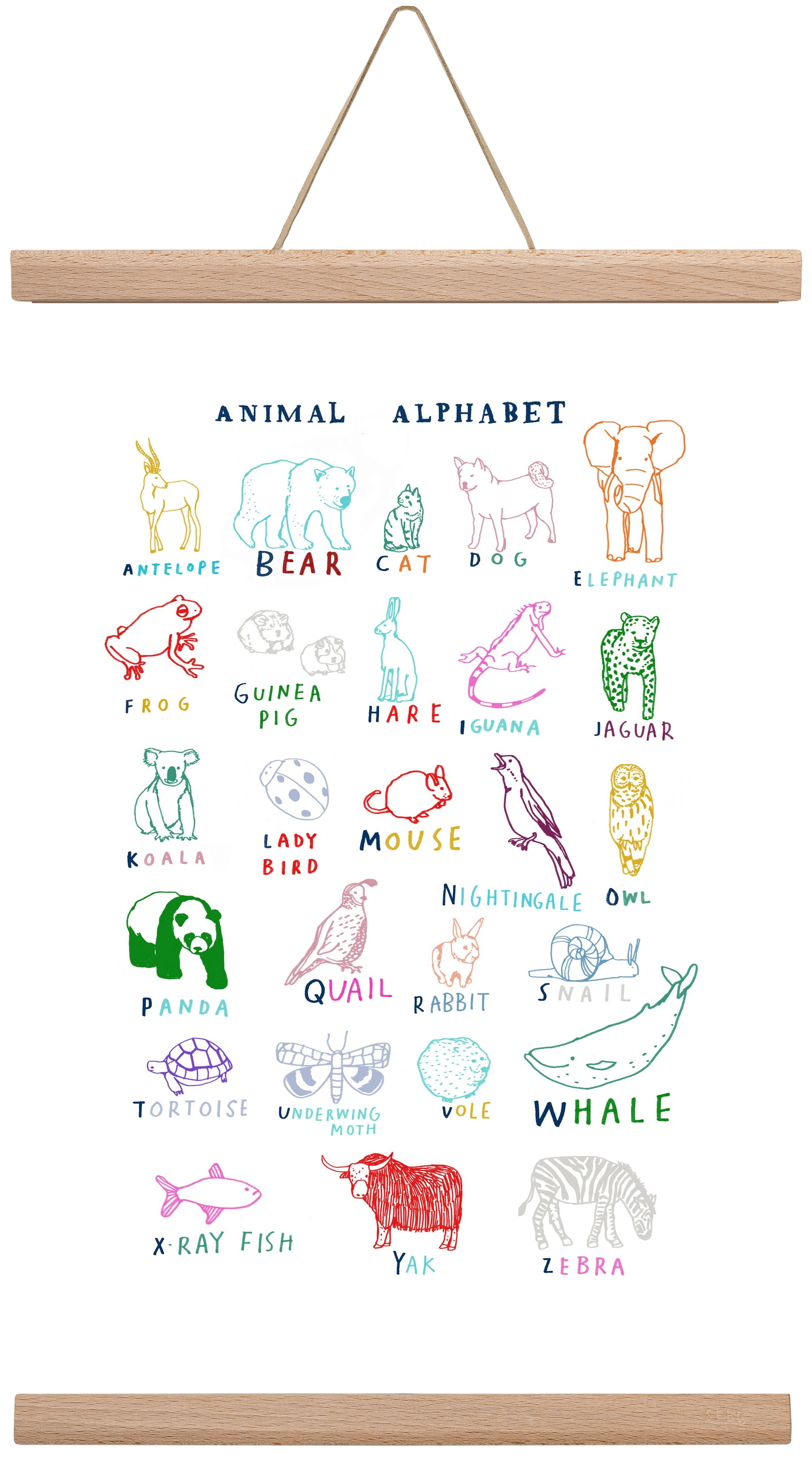 Animal Alphabeth, 30x45 cm (30x45 cm), Tölgy akasztó