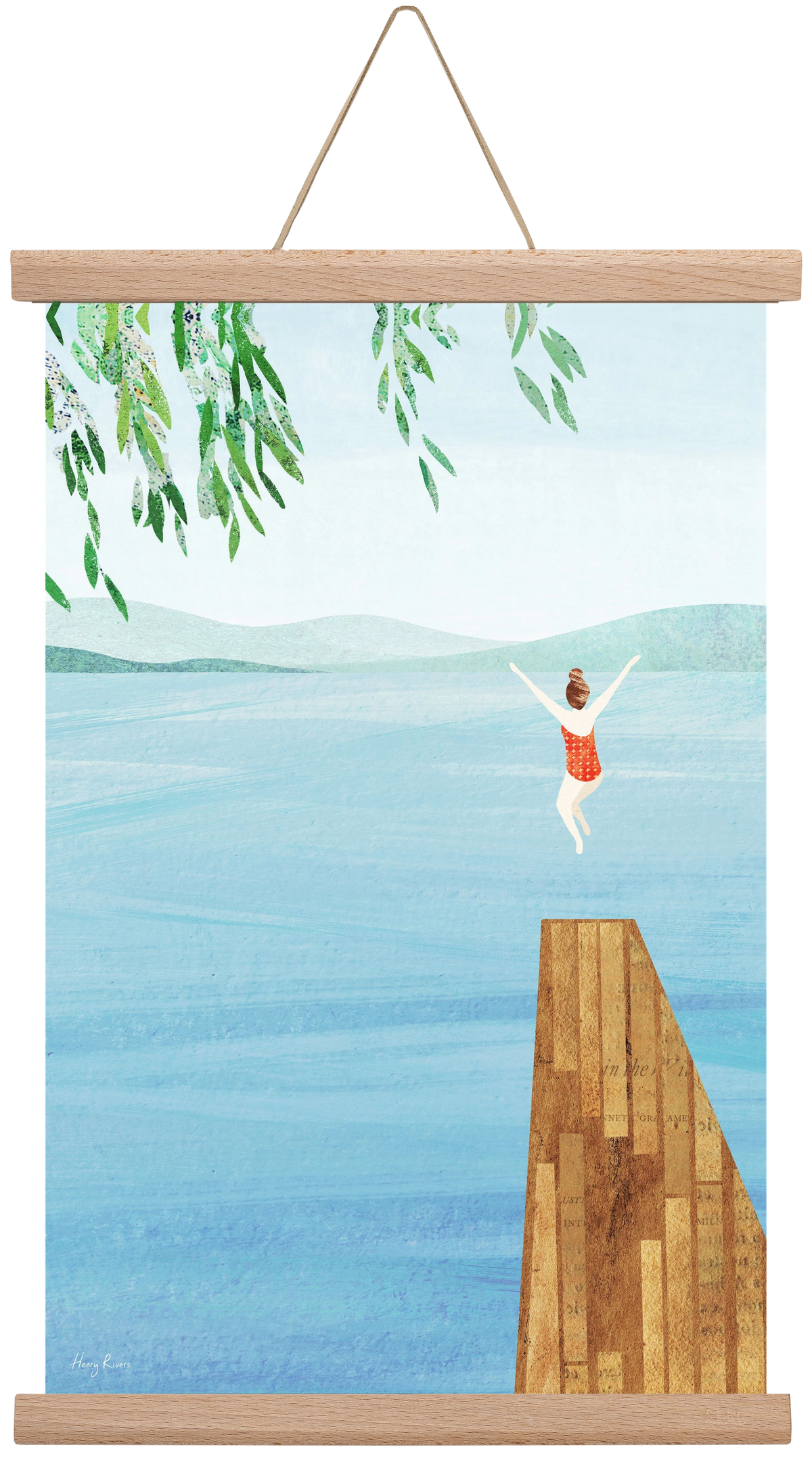 Wild Swimming, 30x45 cm (30x45 cm), Tölgy akasztó