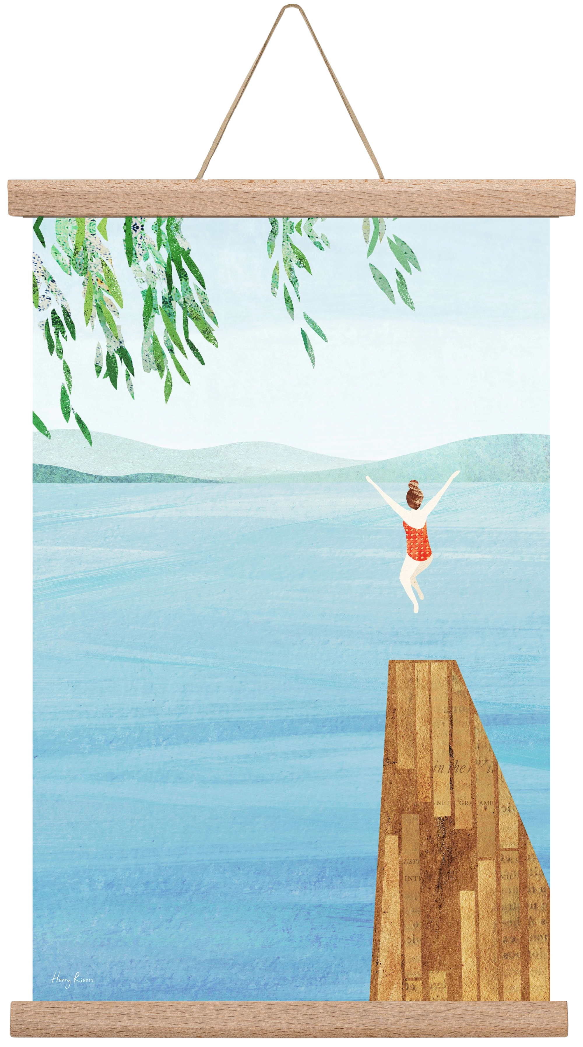 Wild Swimming, 30x45 cm (30x45 cm), Tölgy akasztó