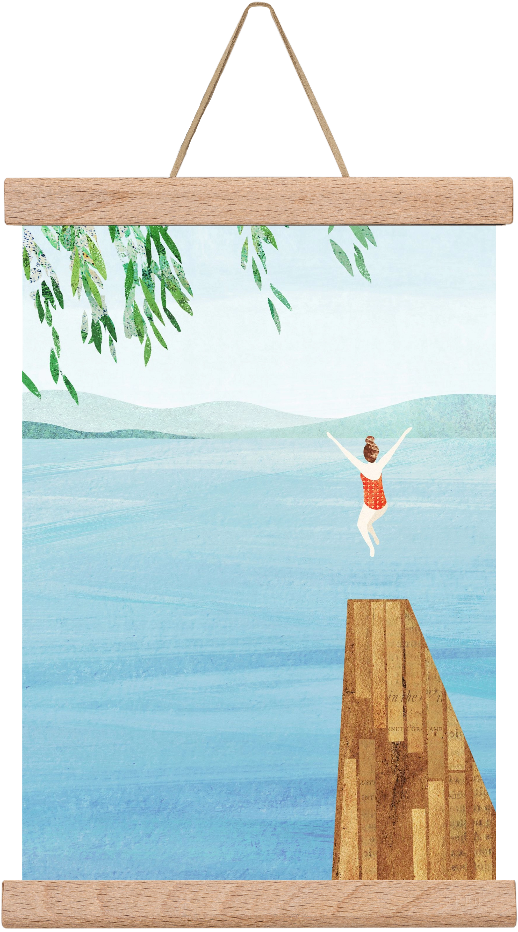 Wild Swimming, 20x30 cm (20x30 cm), Tölgy akasztó