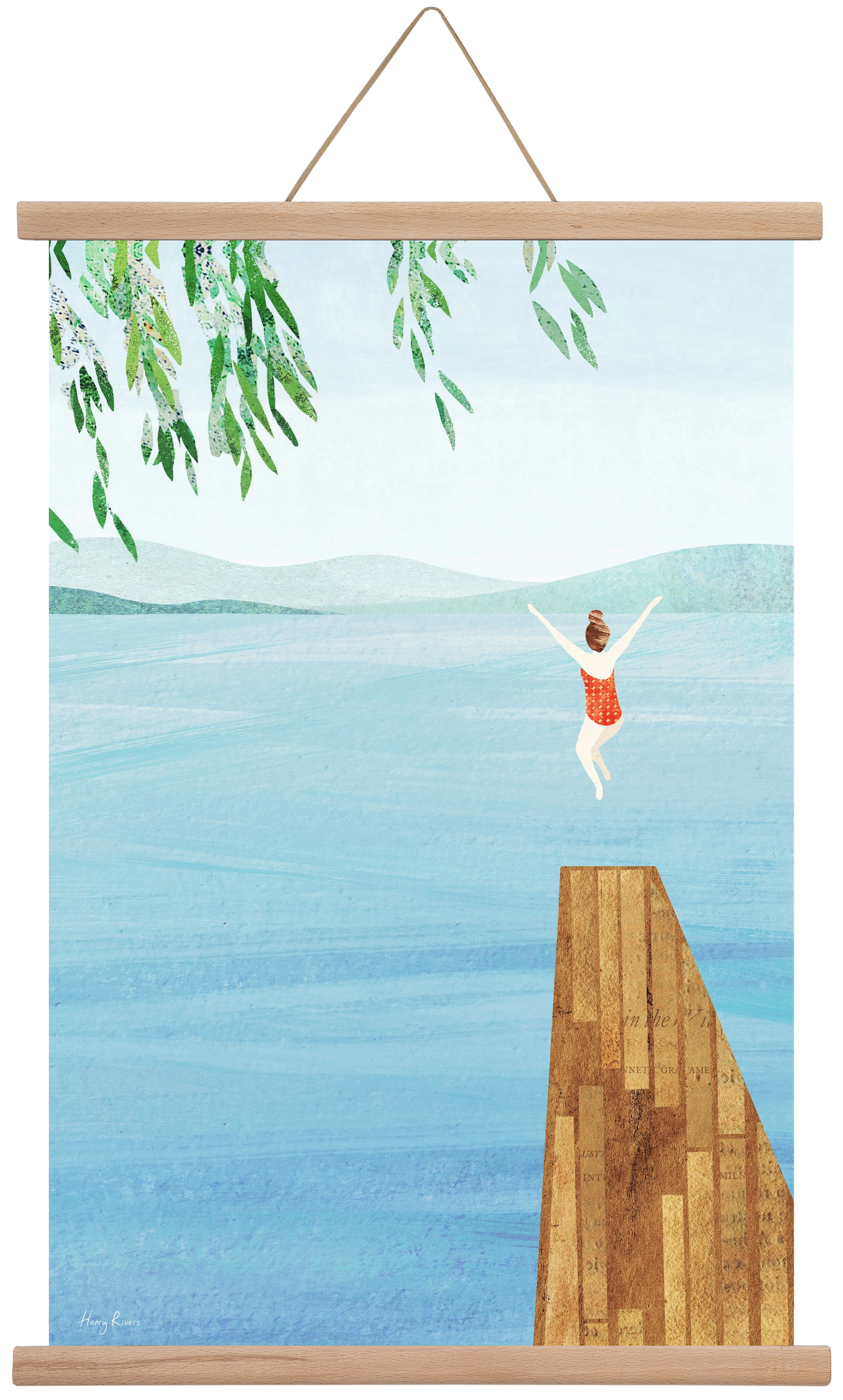 Wild Swimming, 40x60 cm (40x60 cm), Tölgy akasztó