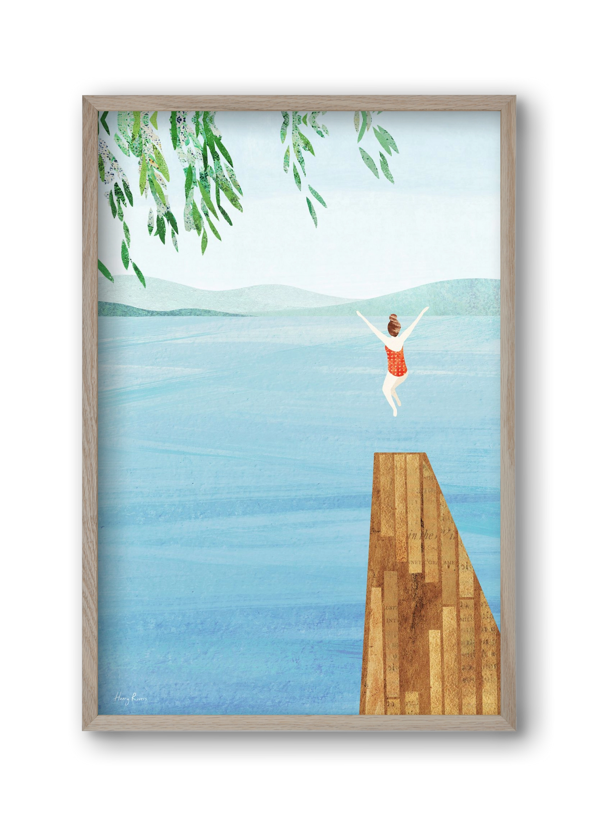 Wild Swimming, 30x45 cm (30x45 cm), Tölgy keret