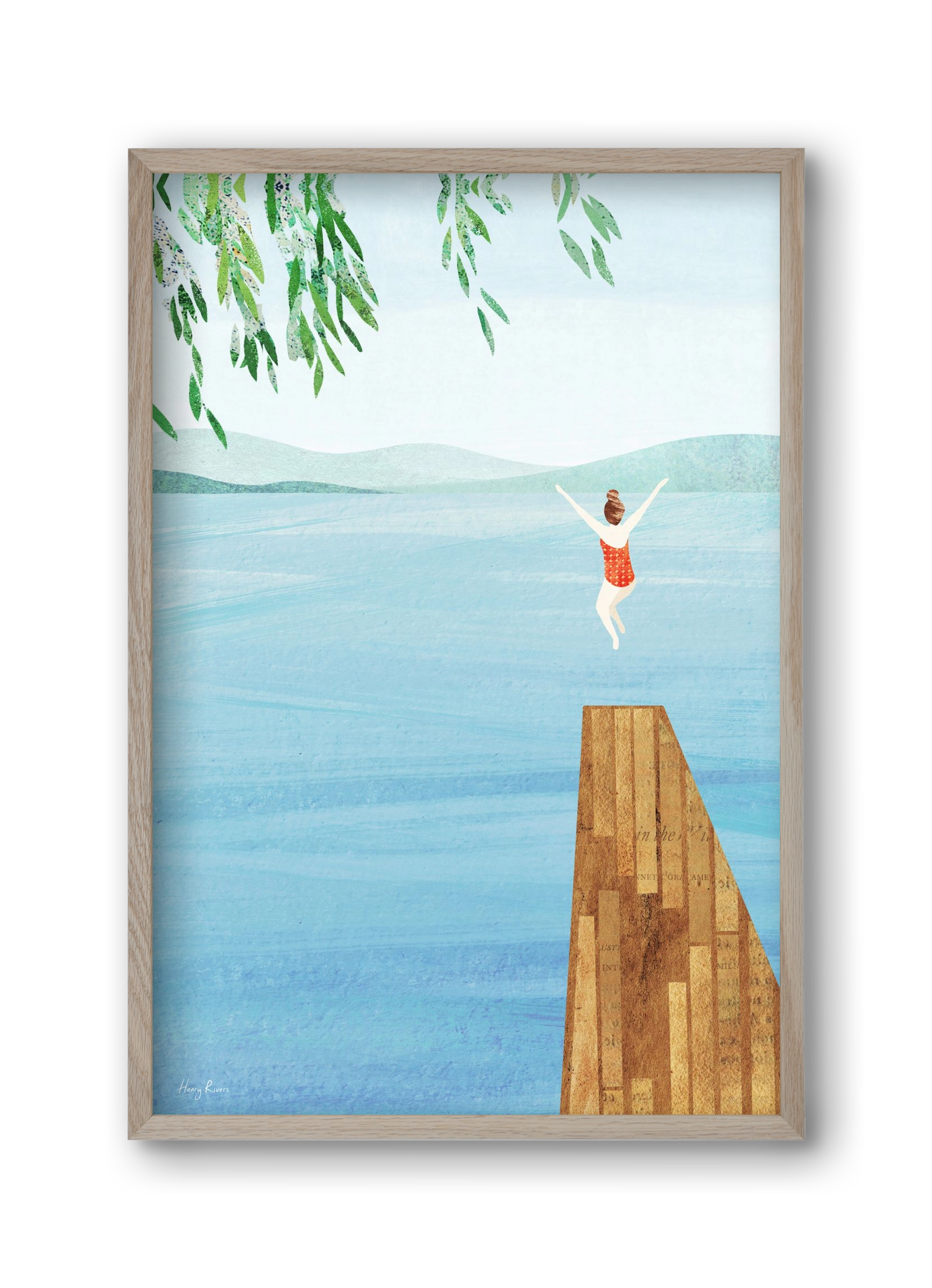 Wild Swimming, 30x45 cm (30x45 cm), Tölgy keret