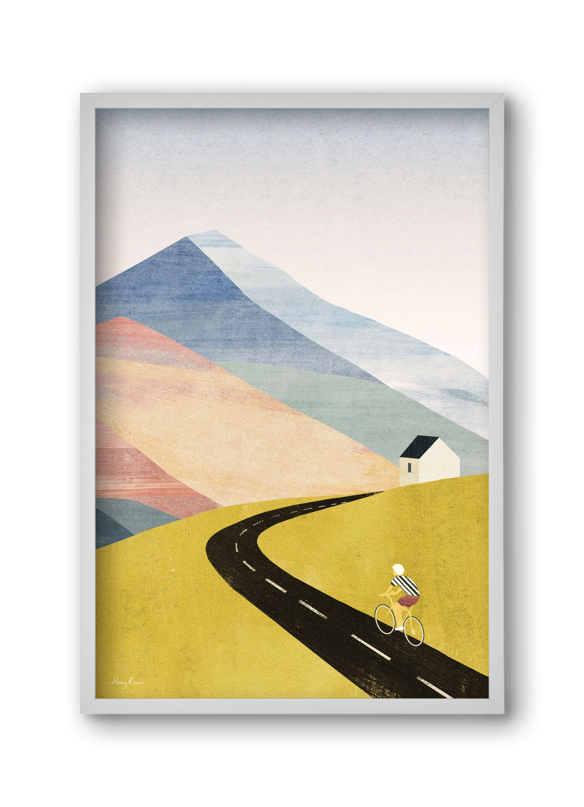 Cycling home, 30x45 cm (30x45 cm), Fehér keret