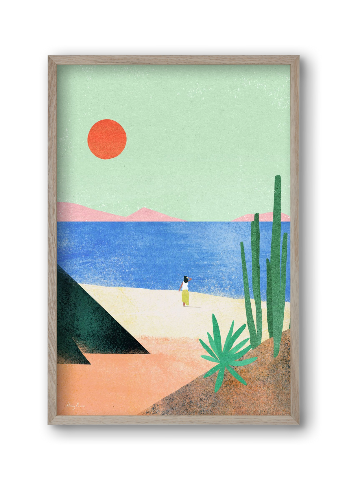 Beach Girl III, 30x45 cm (30x45 cm), Tölgy keret