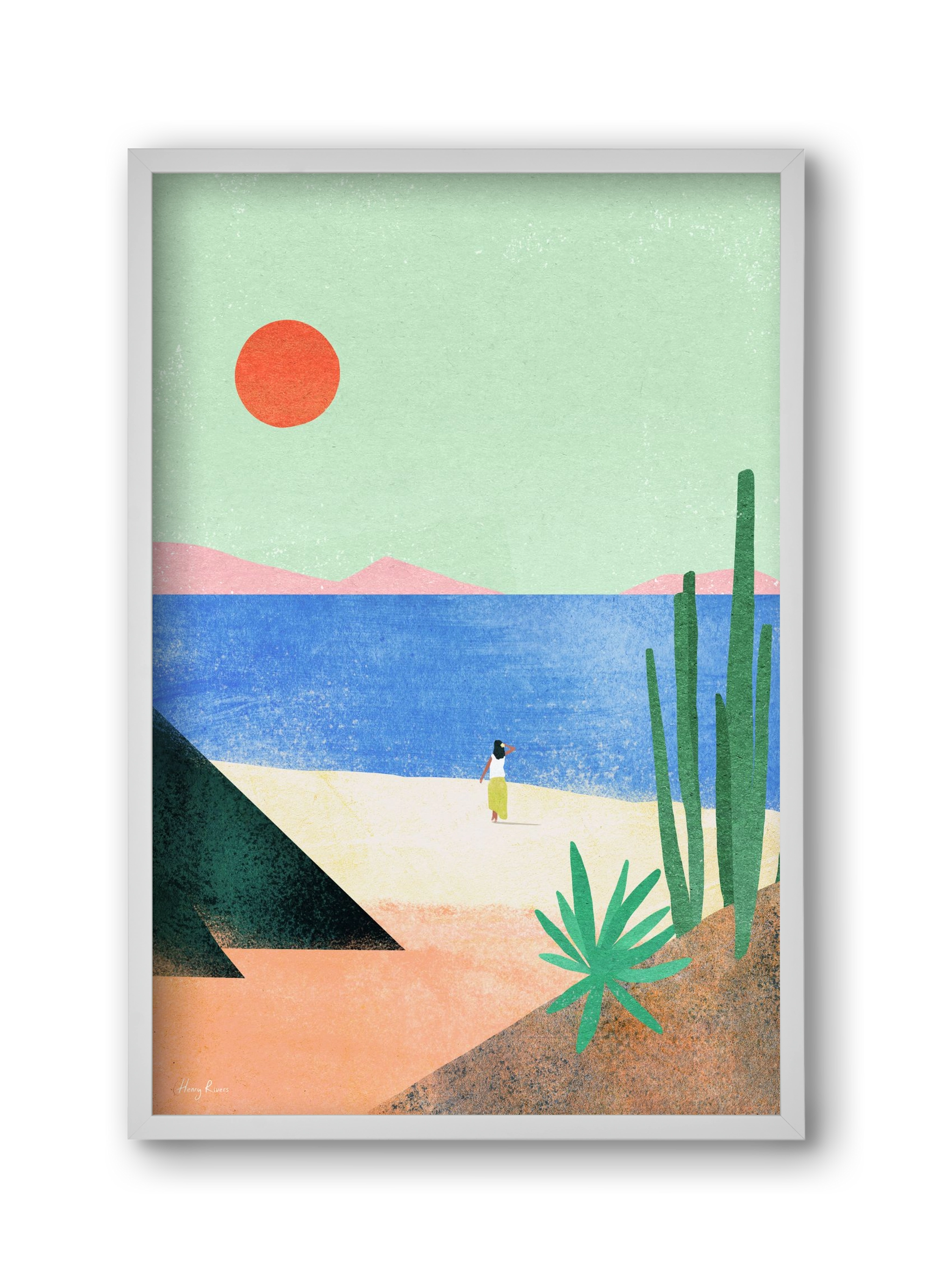 Beach Girl III, 30x45 cm (30x45 cm), Fehér keret