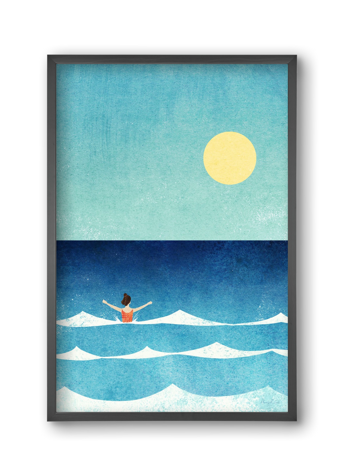 Sea Swim, 30x45 cm (30x45 cm), Fekete keret