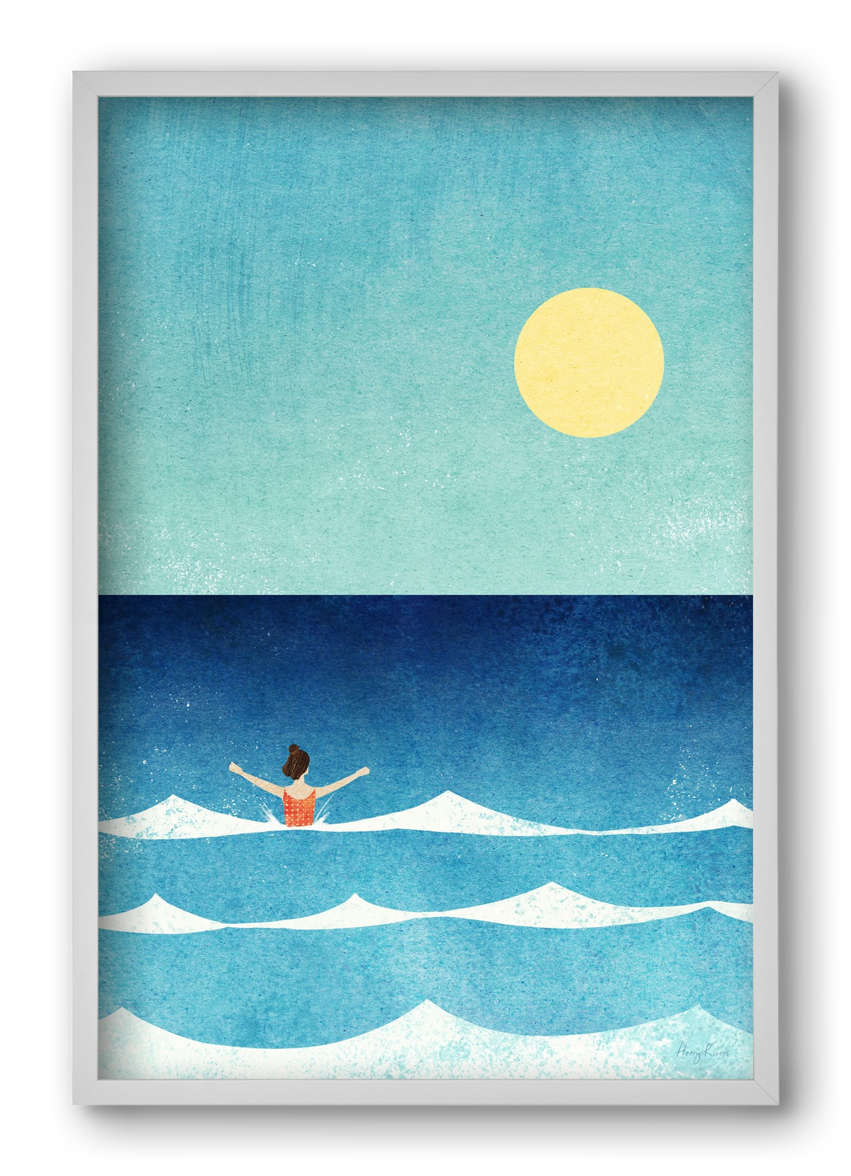 Sea Swim, 40x60 cm (40x60 cm), Fehér keret