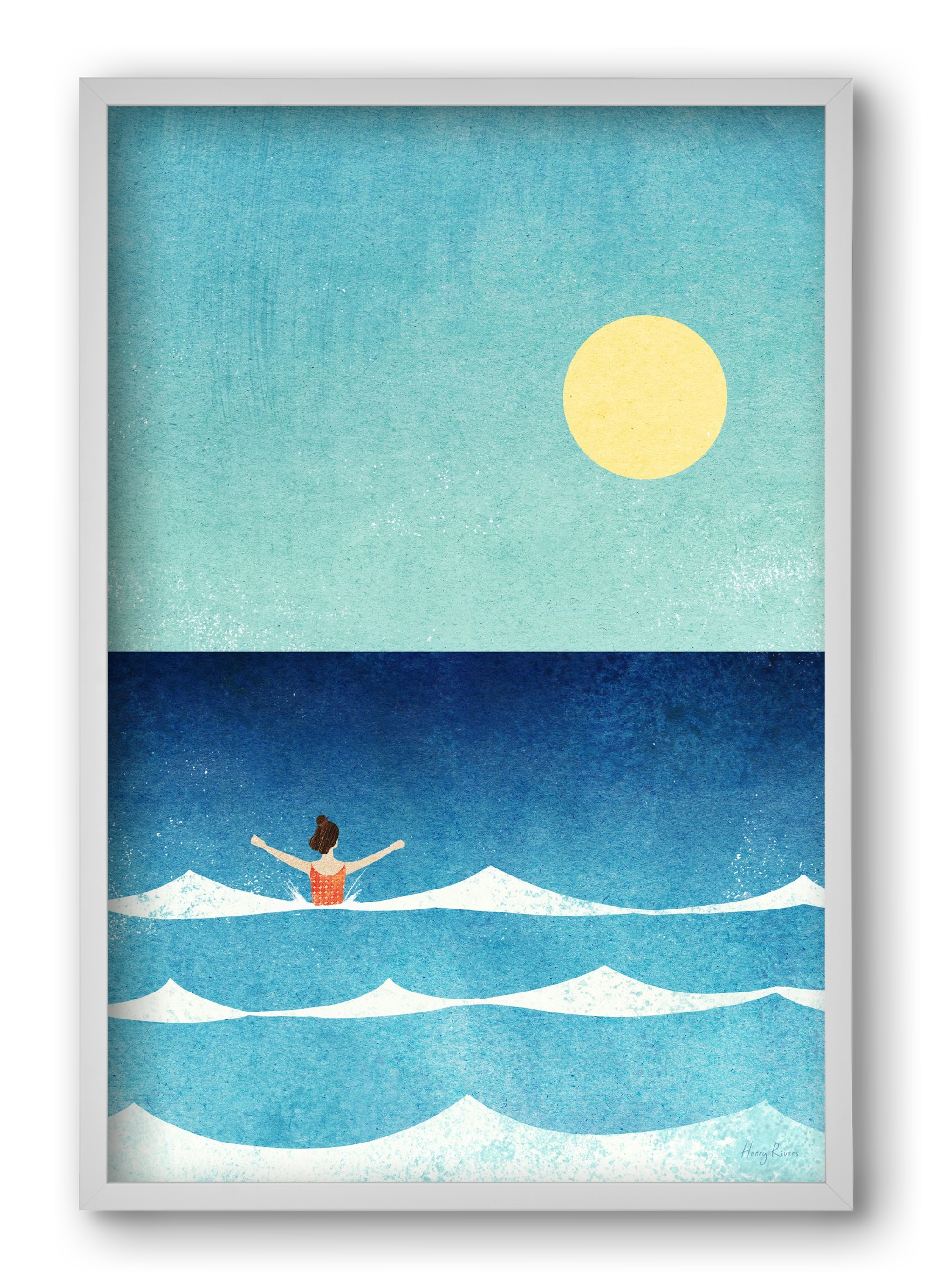 Sea Swim, 40x60 cm (40x60 cm), Fehér keret