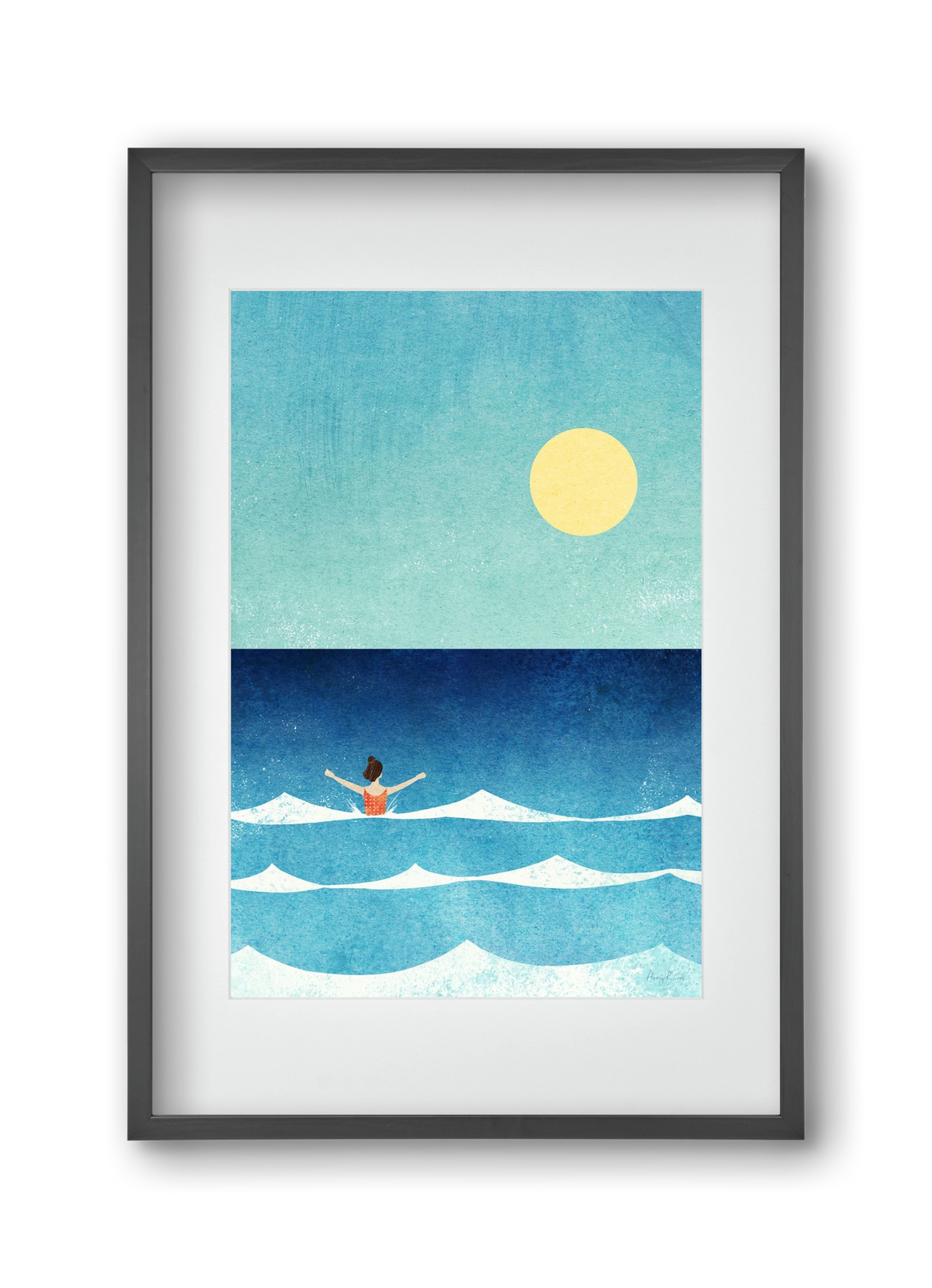 Sea Swim, 30x45 cm (20x30 cm), Fekete keret, paszpartuval