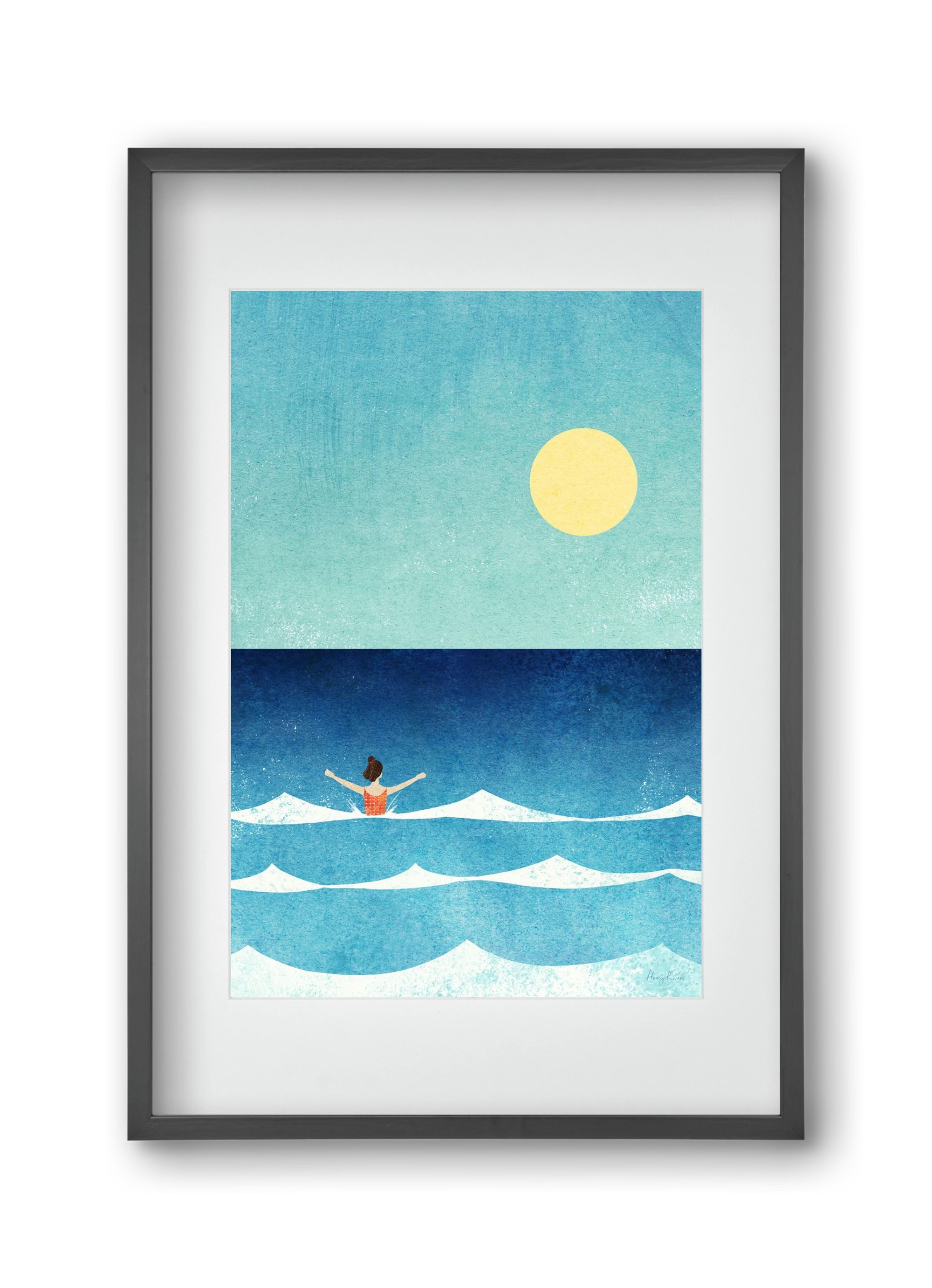 Sea Swim, 30x45 cm (20x30 cm), Fekete keret, paszpartuval