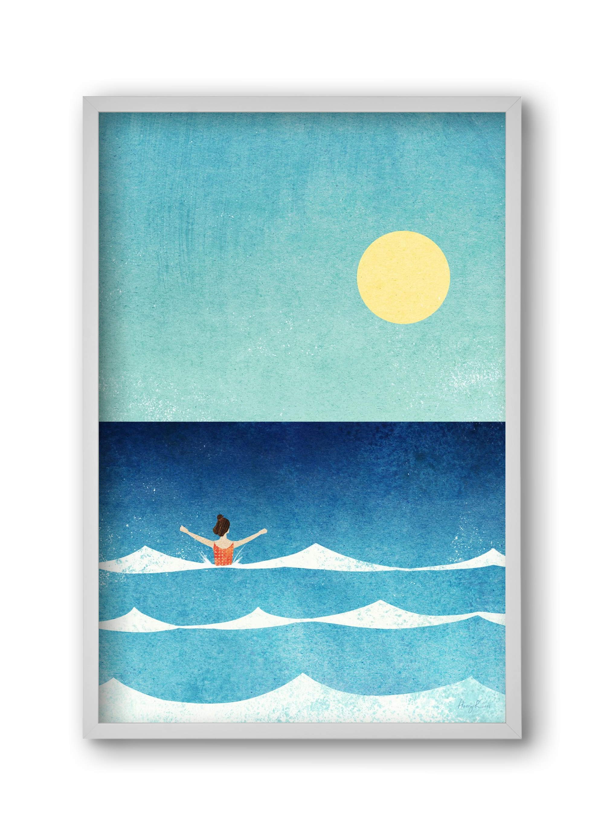 Sea Swim, 30x45 cm (30x45 cm), Fehér keret