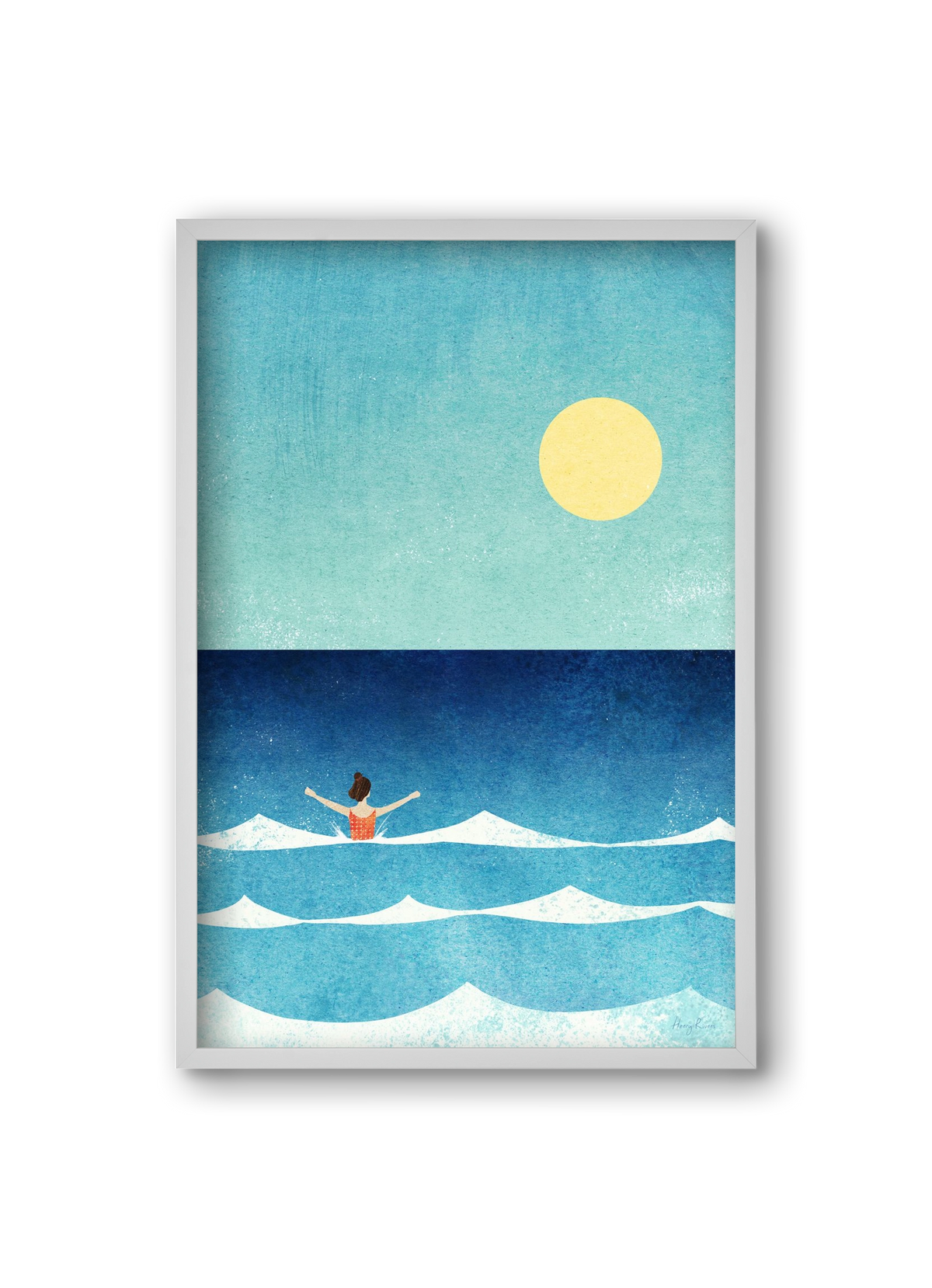Sea Swim, 20x30 cm (20x30 cm), Fehér keret