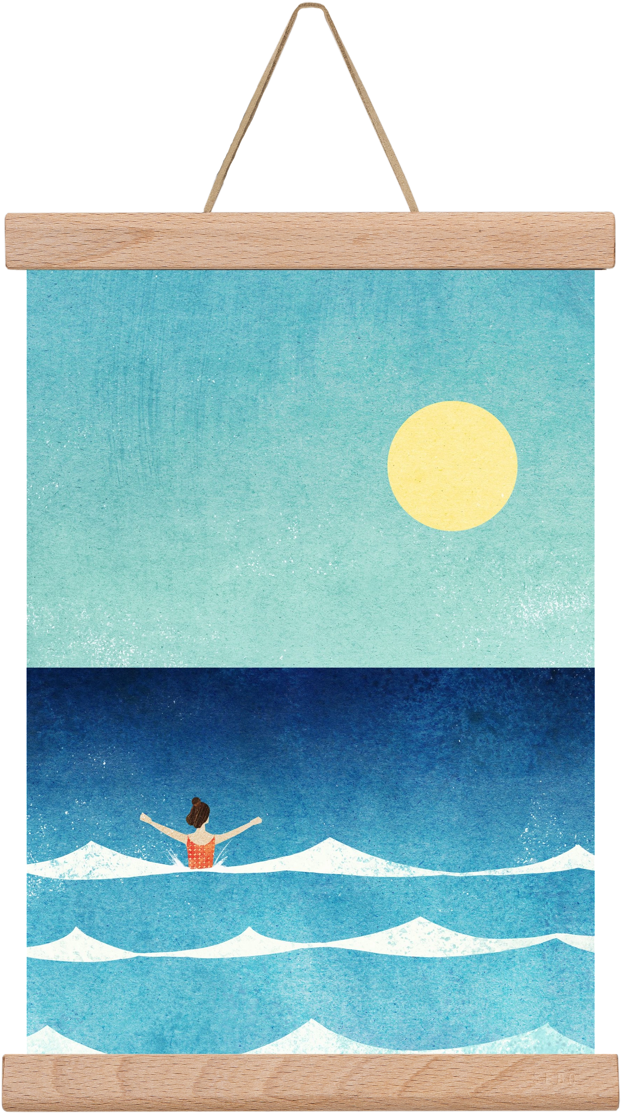 Sea Swim, 20x30 cm (20x30 cm), Tölgy akasztó