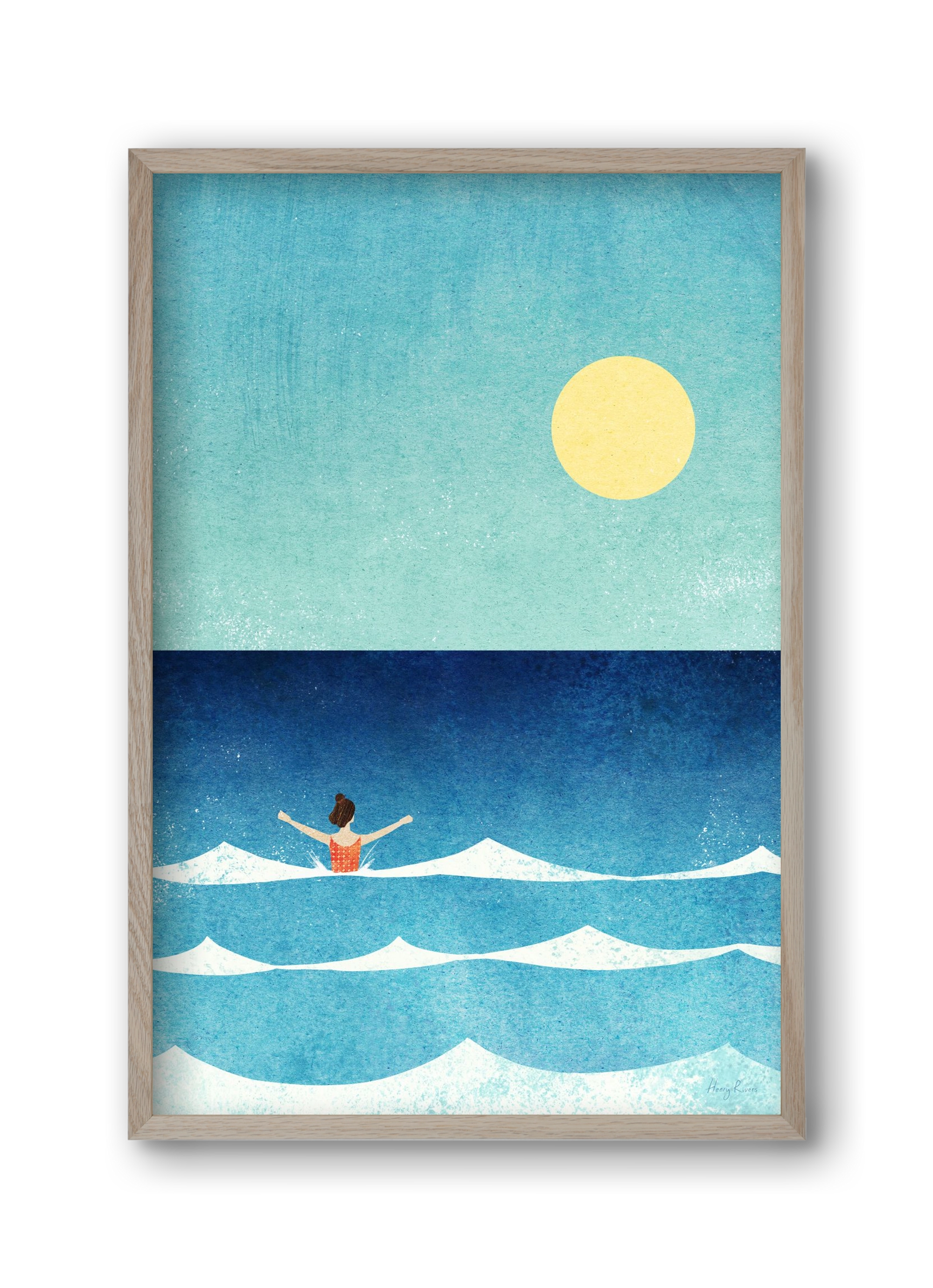 Sea Swim, 30x45 cm (30x45 cm), Tölgy keret