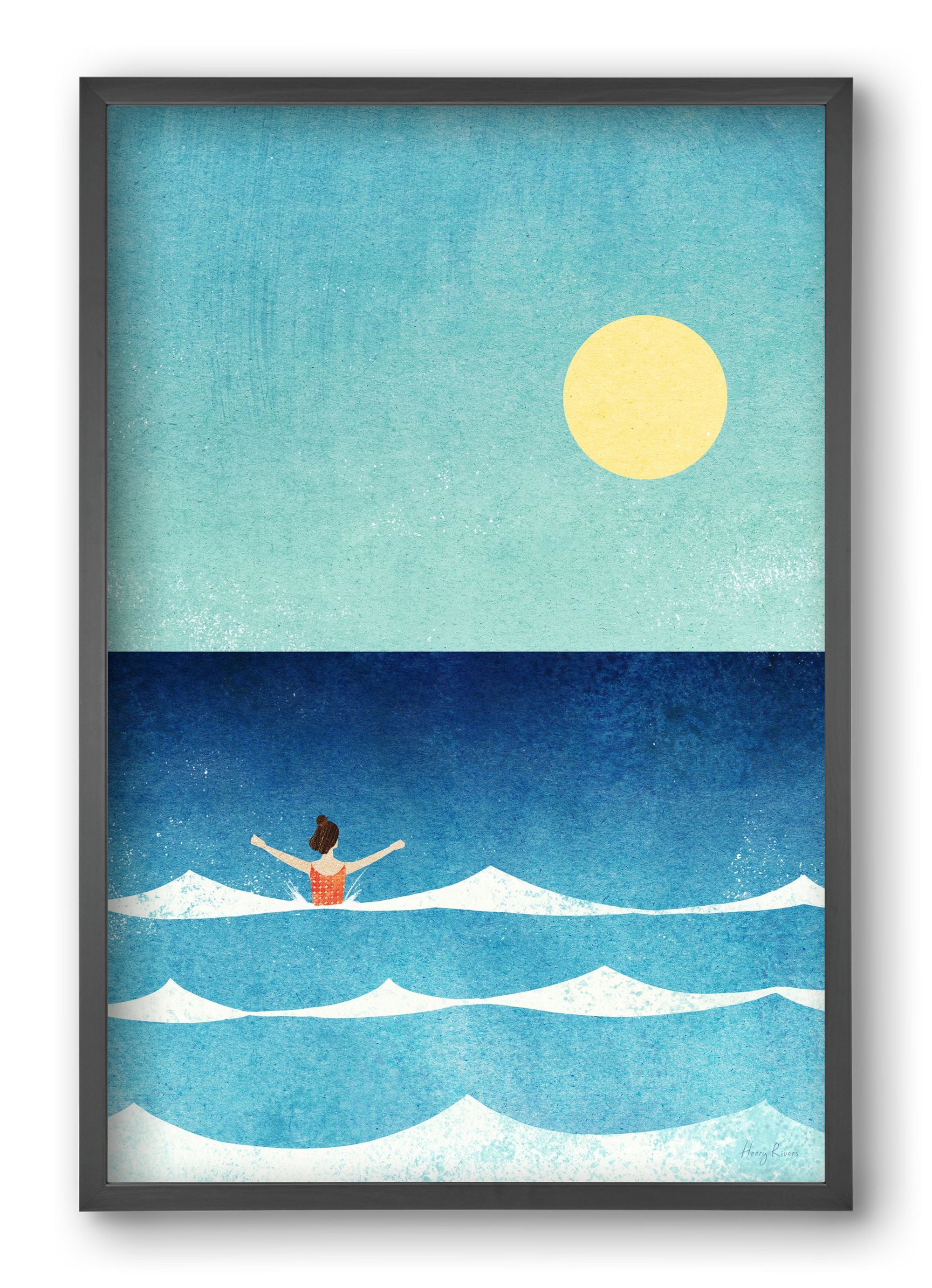 Sea Swim, 40x60 cm (40x60 cm), Fekete keret