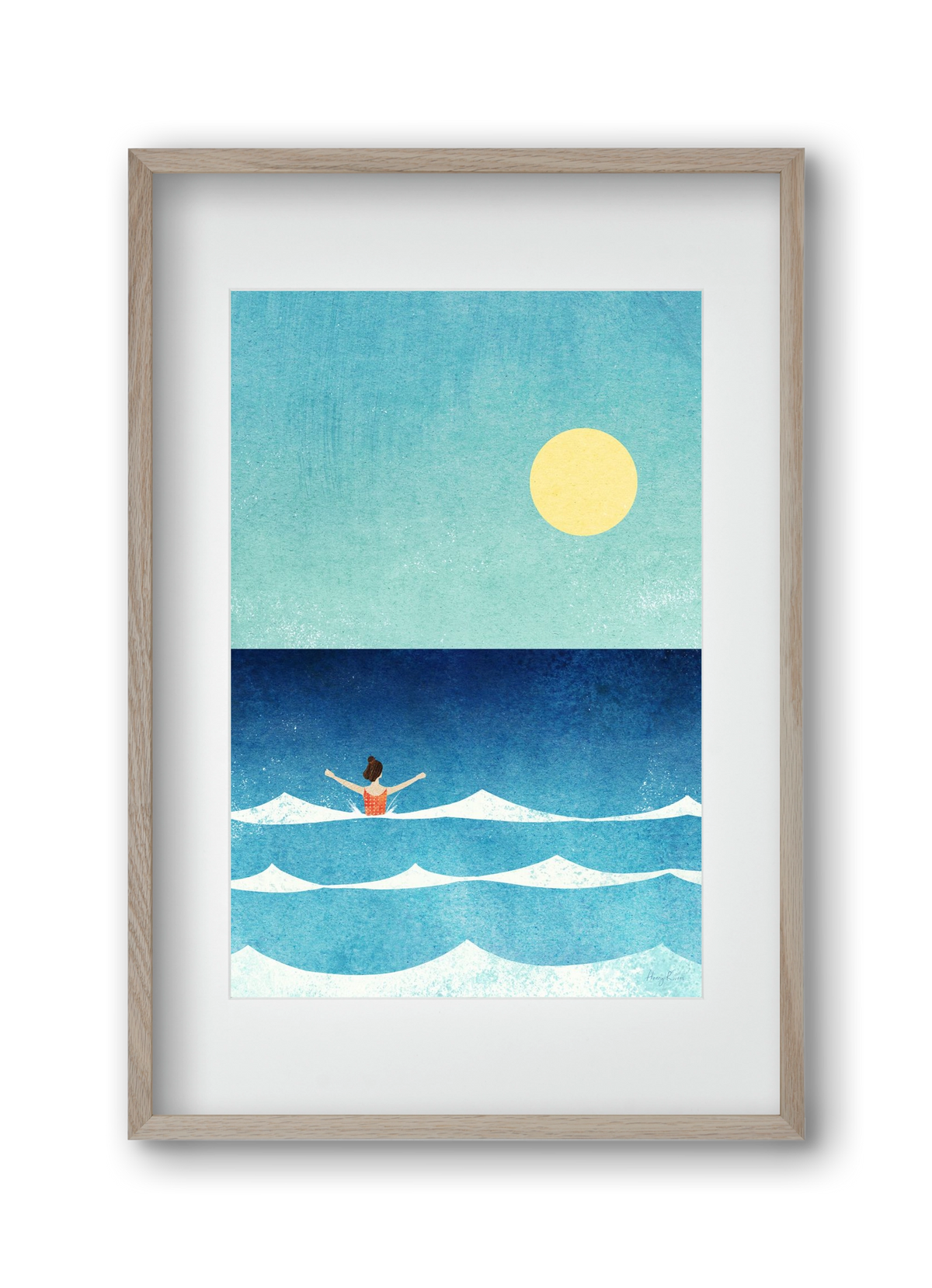 Sea Swim, 30x45 cm (20x30 cm), Tölgy keret, paszpartuval