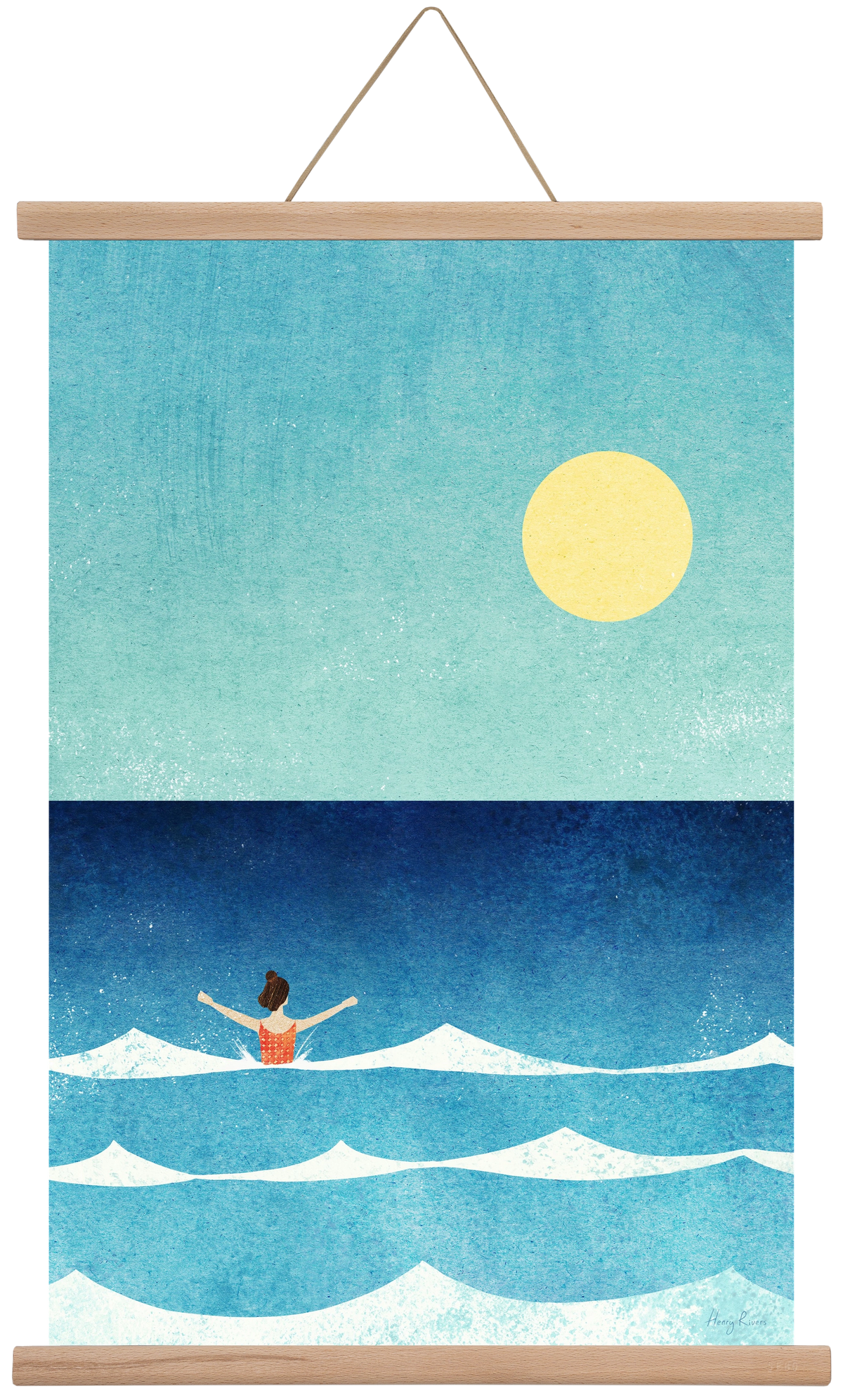 Sea Swim, 40x60 cm (40x60 cm), Tölgy akasztó