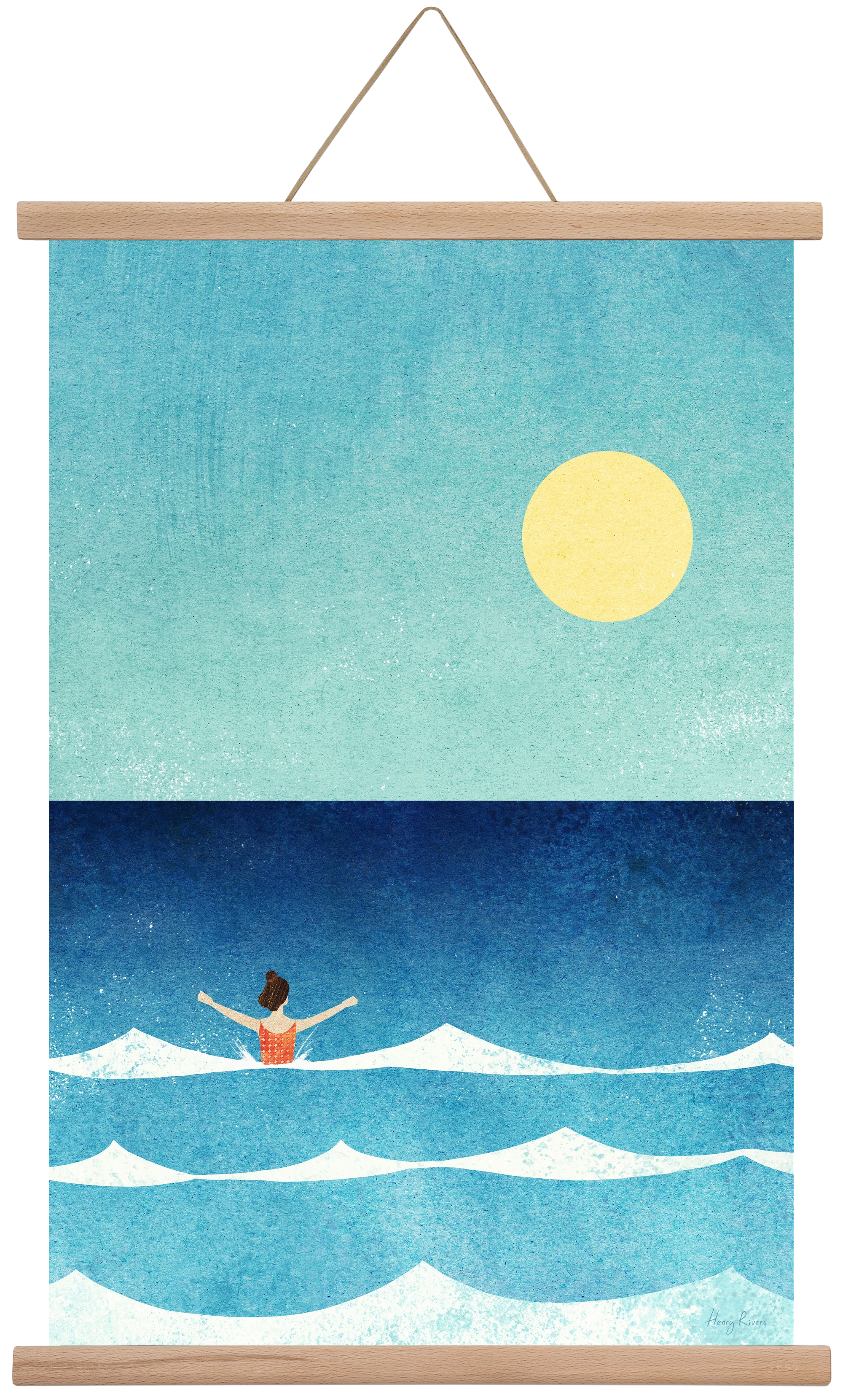 Sea Swim, 40x60 cm (40x60 cm), Tölgy akasztó