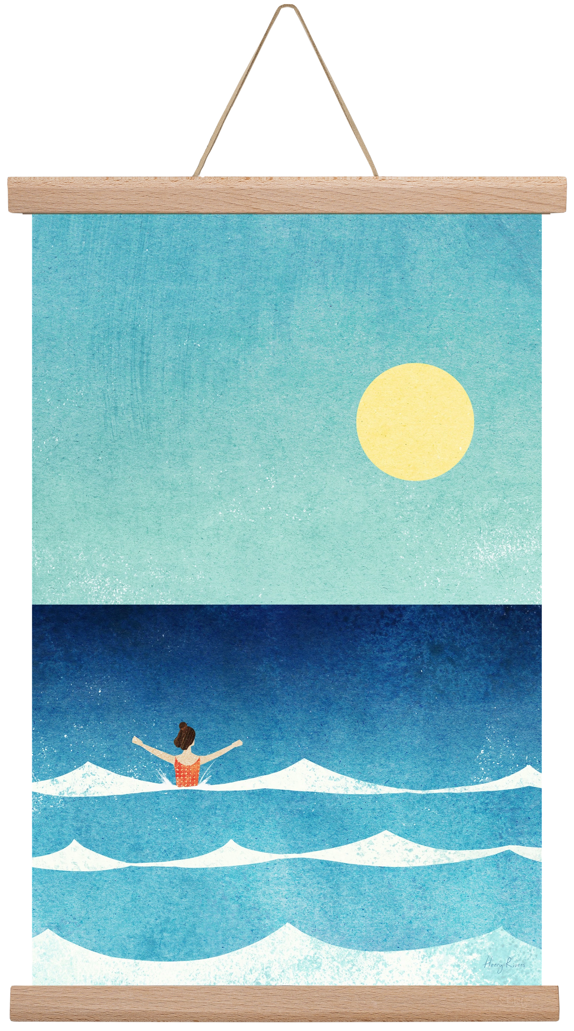 Sea Swim, 30x45 cm (30x45 cm), Tölgy akasztó