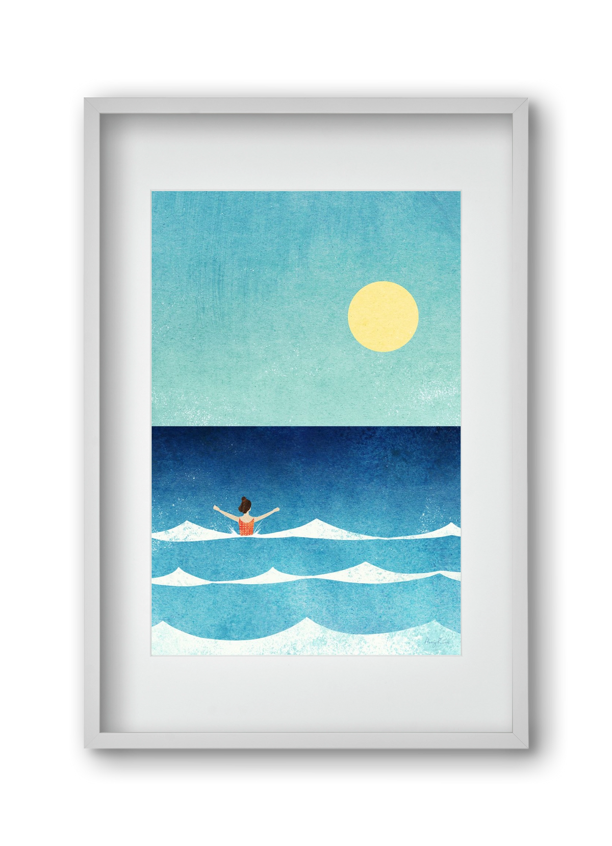 Sea Swim, 30x45 cm (20x30 cm), Fehér keret, paszpartuval