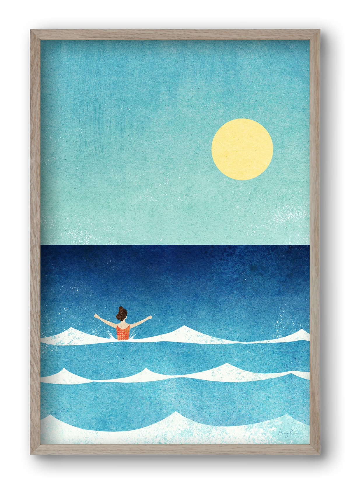 Sea Swim, 40x60 cm (40x60 cm), Tölgy keret