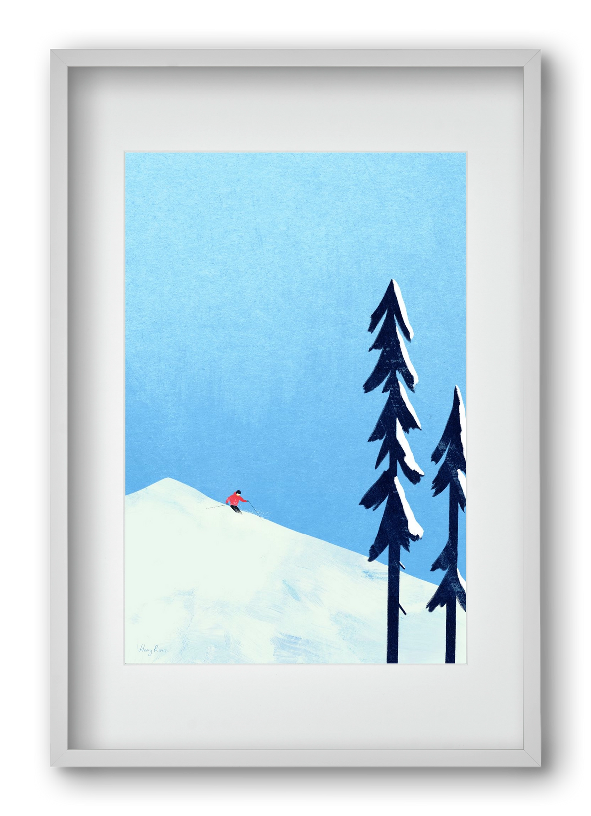 Ski Minimalism, 40x60 cm (30x45 cm), Fehér keret, paszpartuval