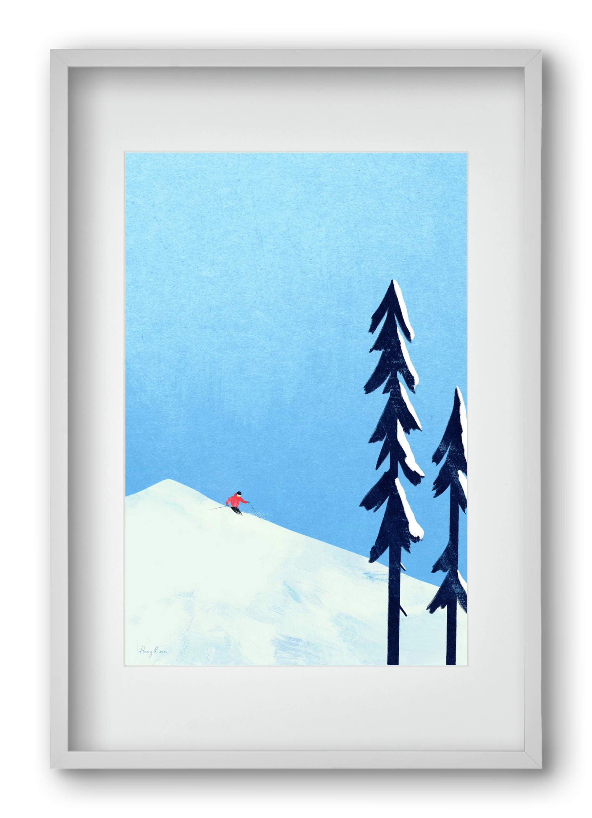 Ski Minimalism, 40x60 cm (30x45 cm), Fehér keret, paszpartuval