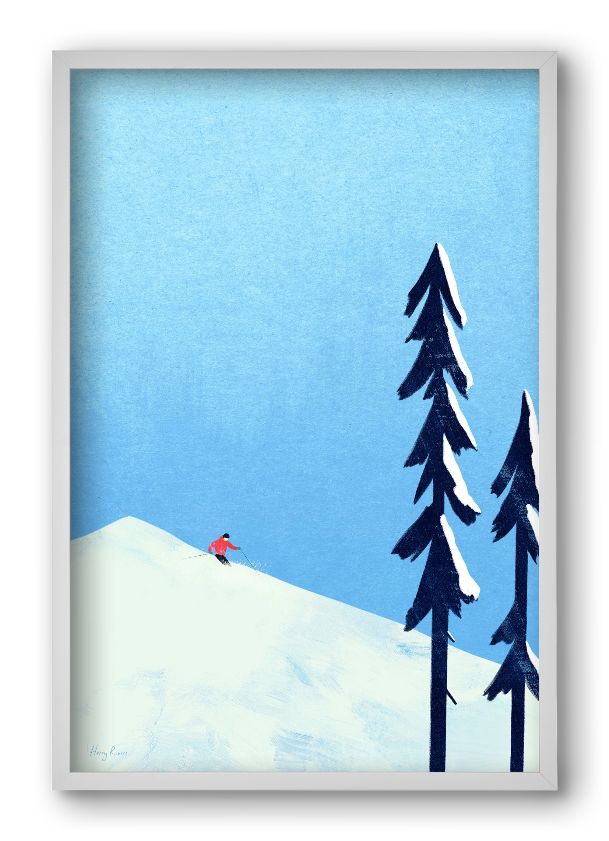 Ski Minimalism, 40x60 cm (40x60 cm), Fehér keret