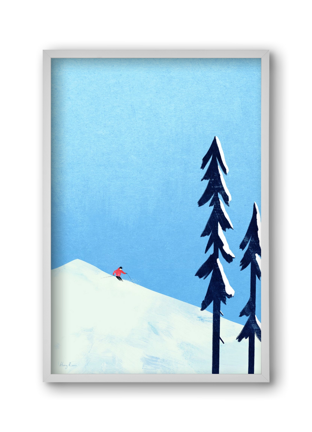 Ski Minimalism, 30x45 cm (30x45 cm), Fehér keret