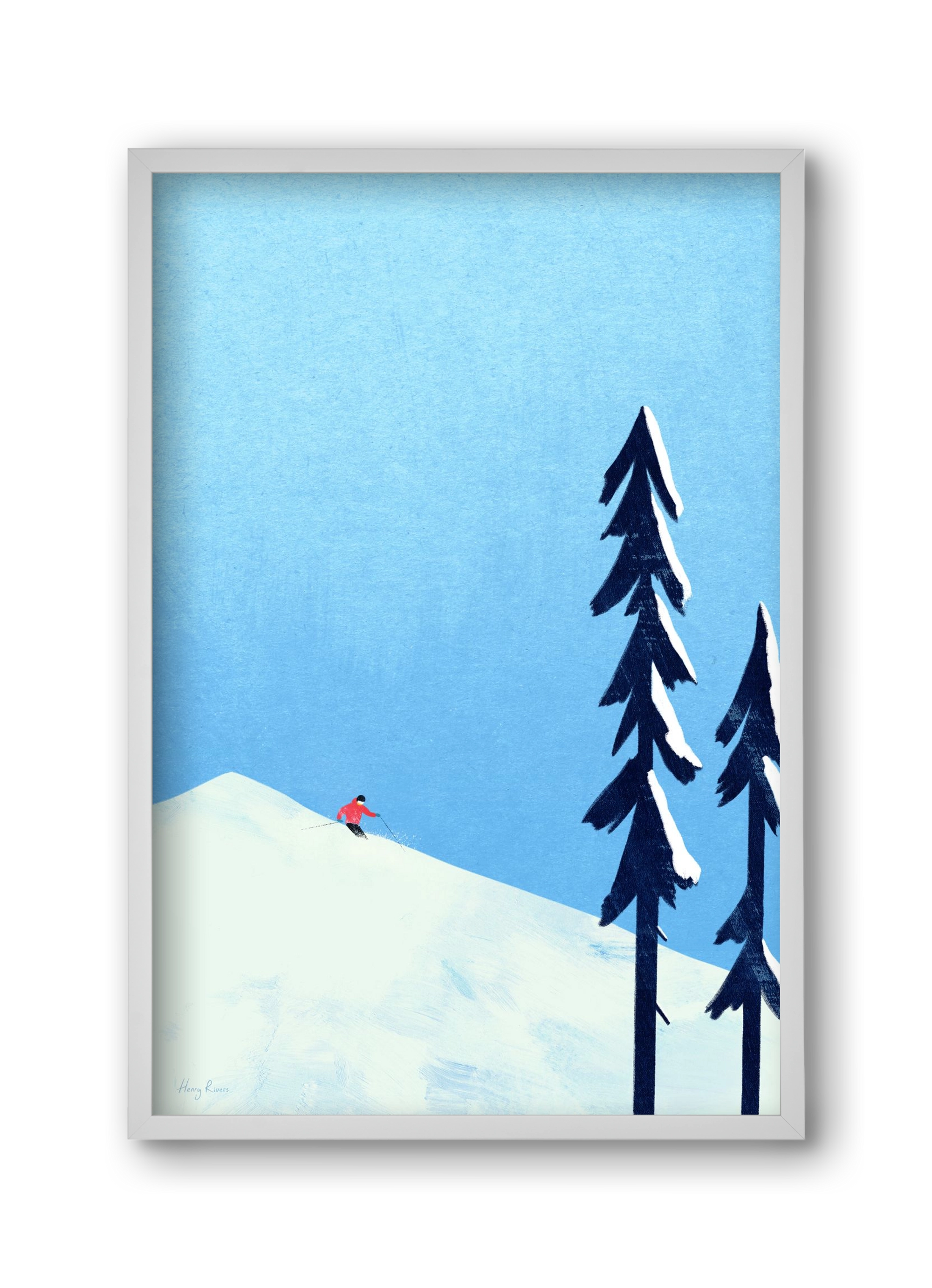Ski Minimalism, 30x45 cm (30x45 cm), Fehér keret