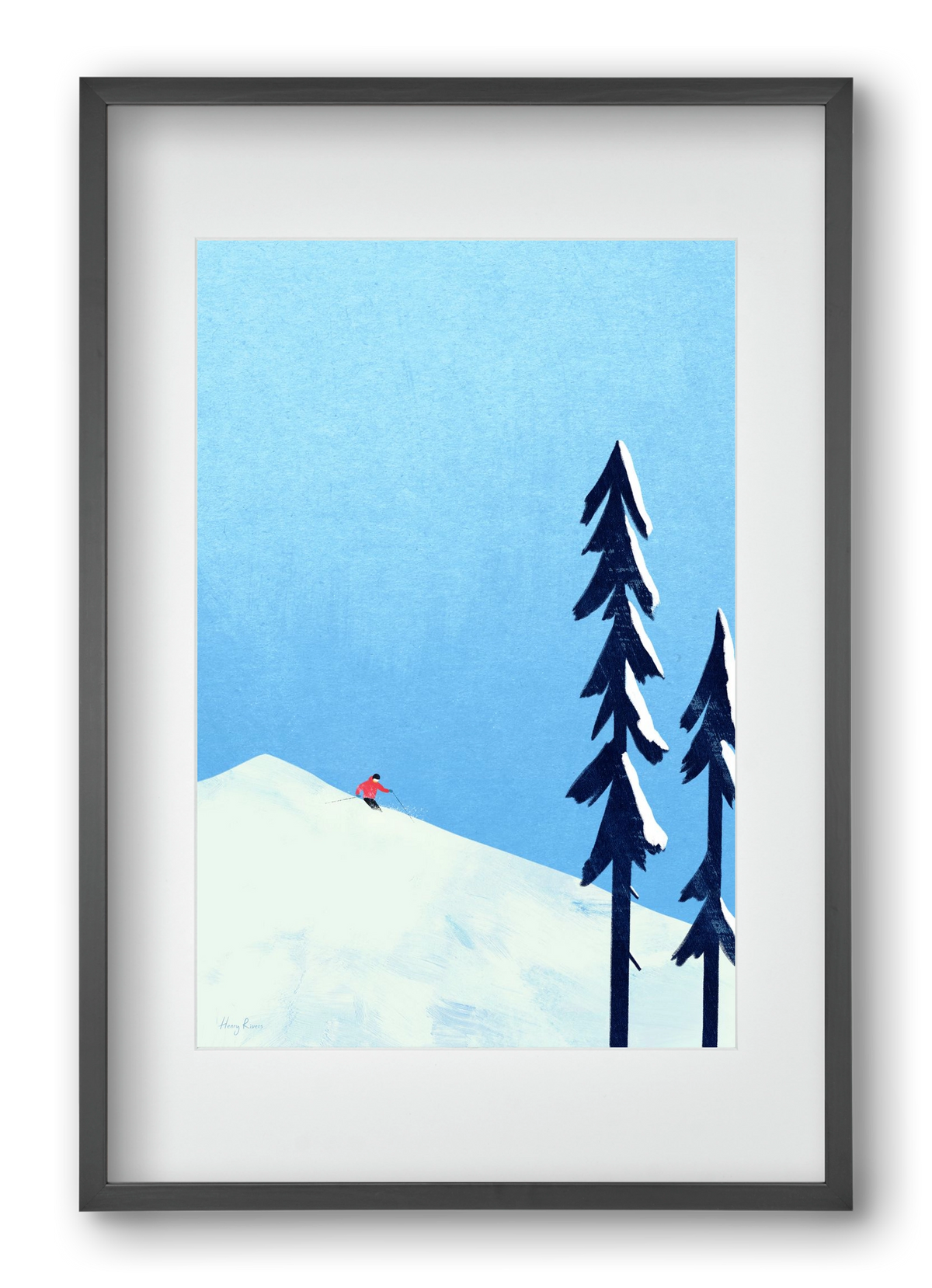 Ski Minimalism, 40x60 cm (30x45 cm), Fekete keret, paszpartuval